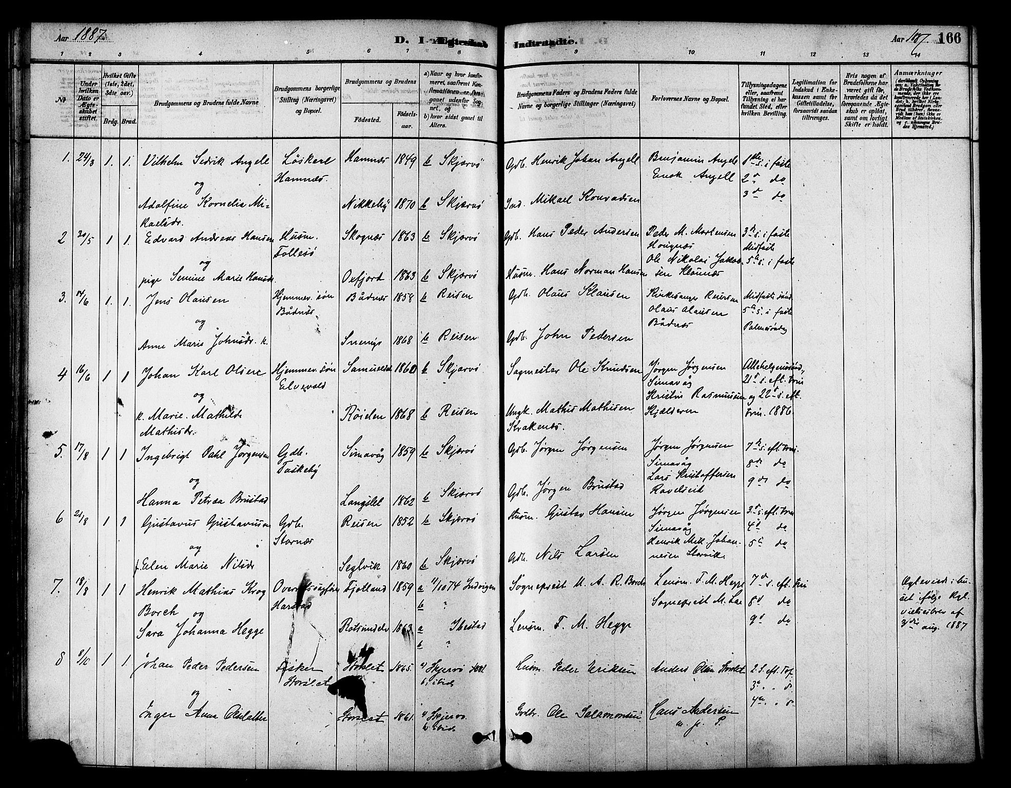 Skjervøy sokneprestkontor, SATØ/S-1300/H/Ha/Haa/L0009kirke: Parish register (official) no. 9, 1878-1887, p. 166