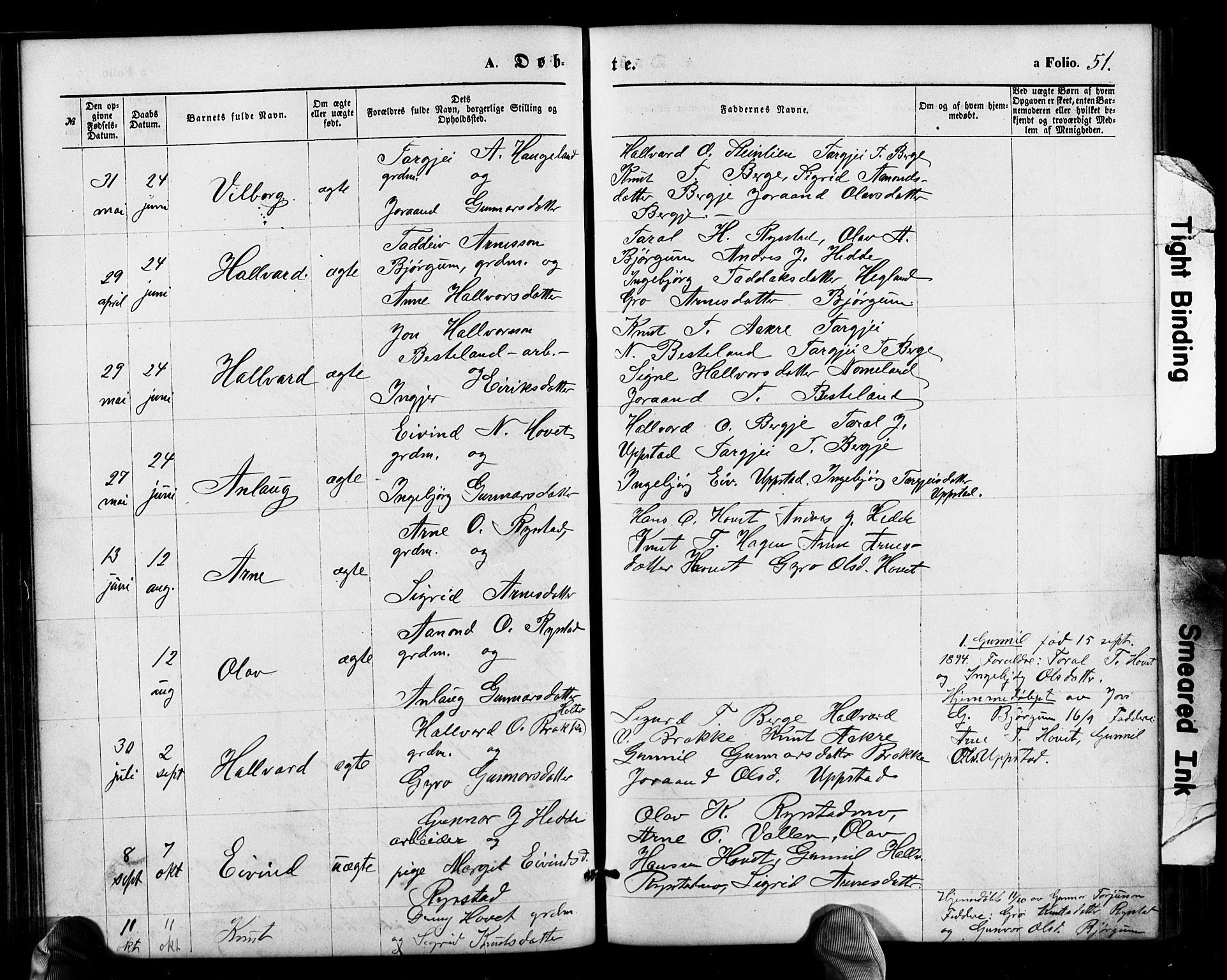 Valle sokneprestkontor, SAK/1111-0044/F/Fb/Fbb/L0002: Parish register (copy) no. B 2, 1875-1921, p. 51