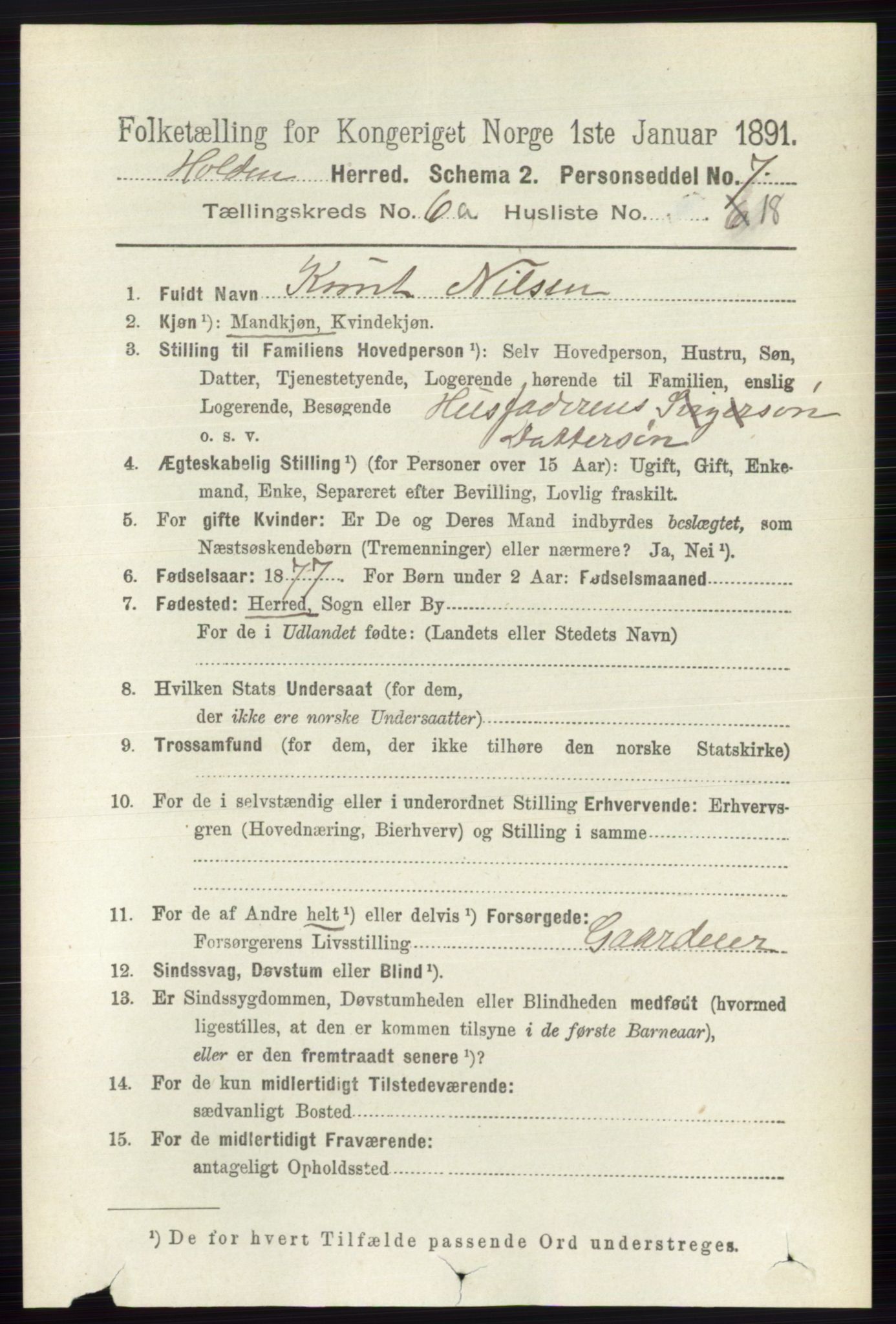 RA, 1891 census for 0819 Holla, 1891, p. 2975