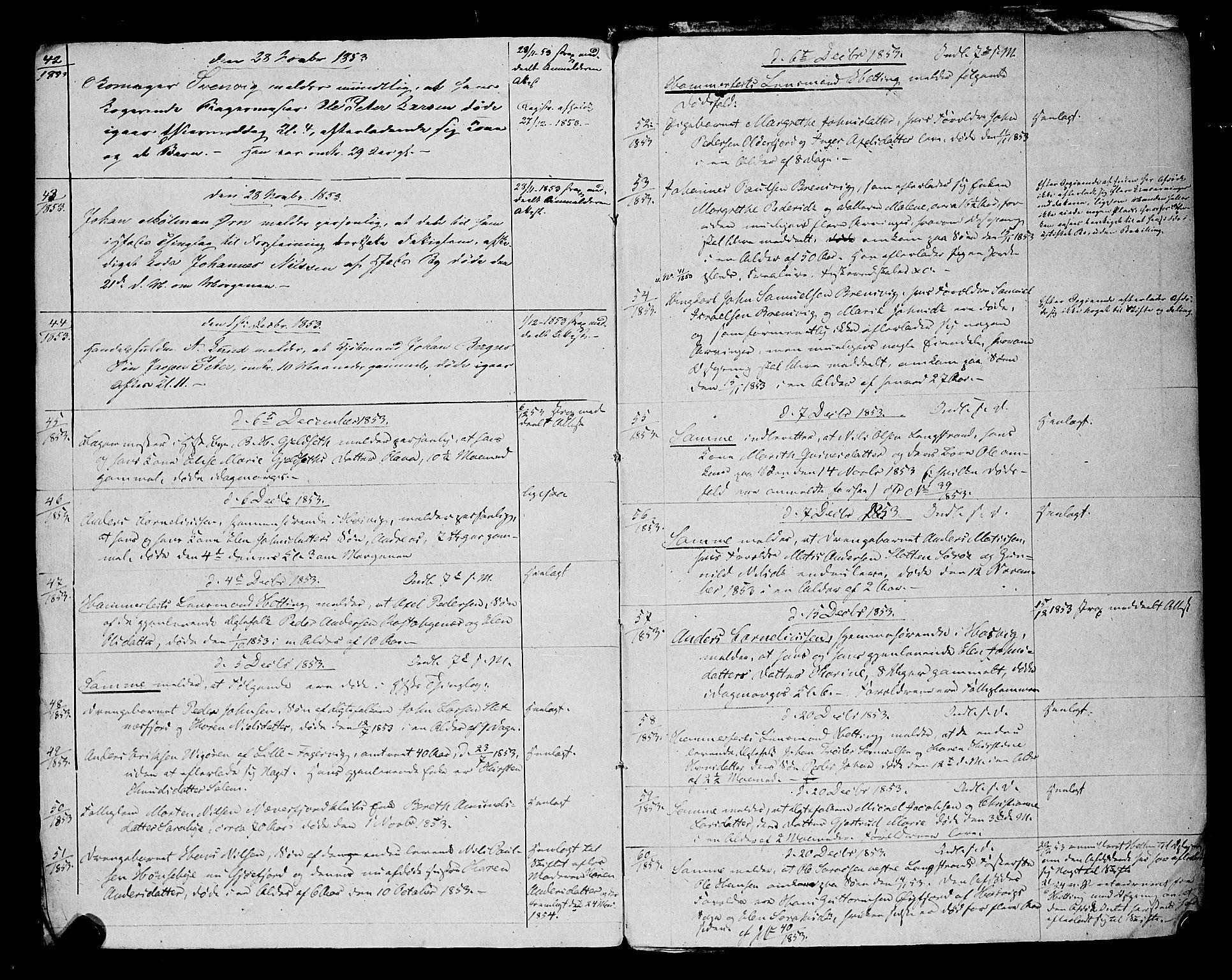 Byfogden i Hammerfest, AV/SATØ-S-0064/J/L0209: Dødsanmeldelsesprotokoll, 1852-1862