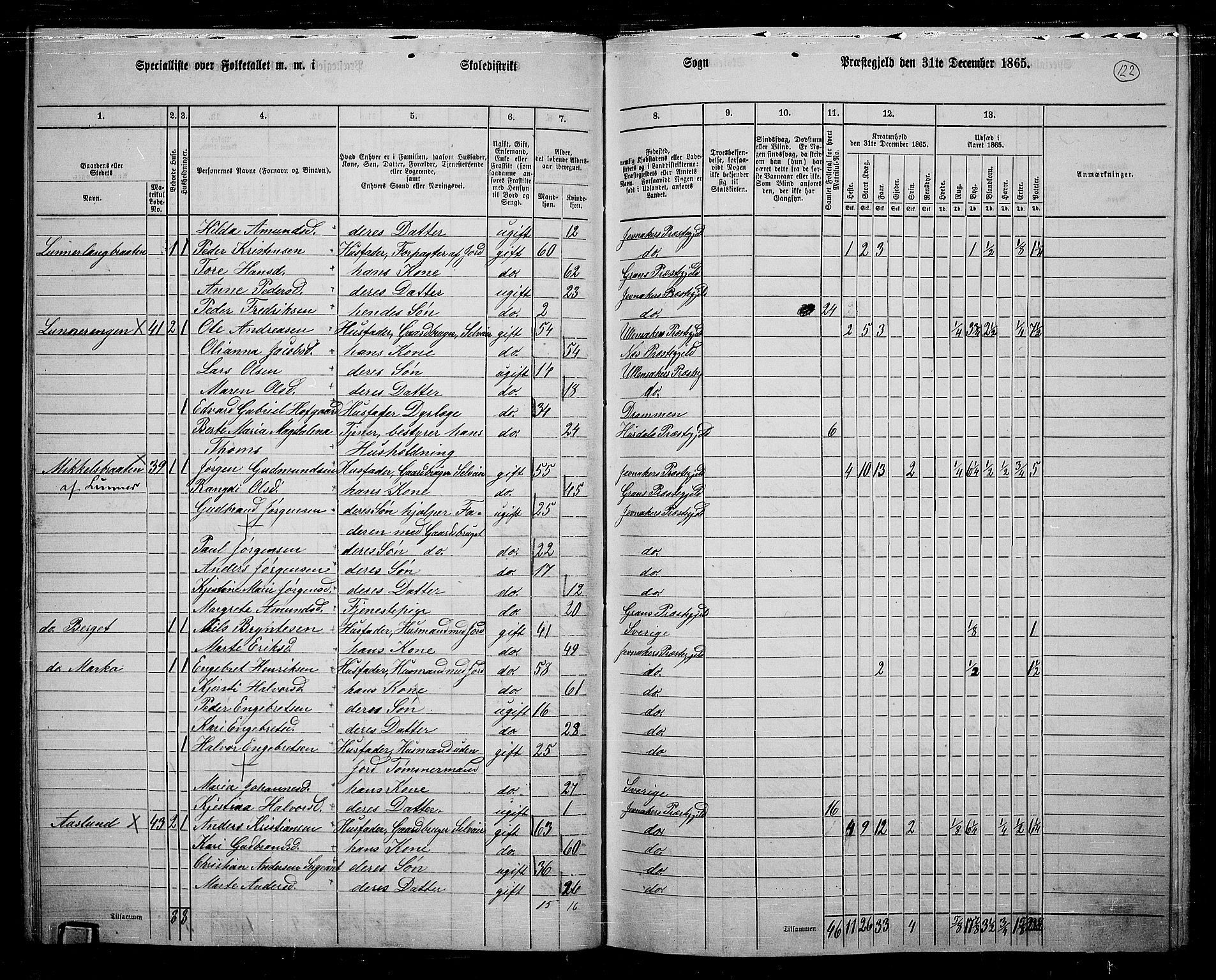 RA, 1865 census for Jevnaker, 1865, p. 116