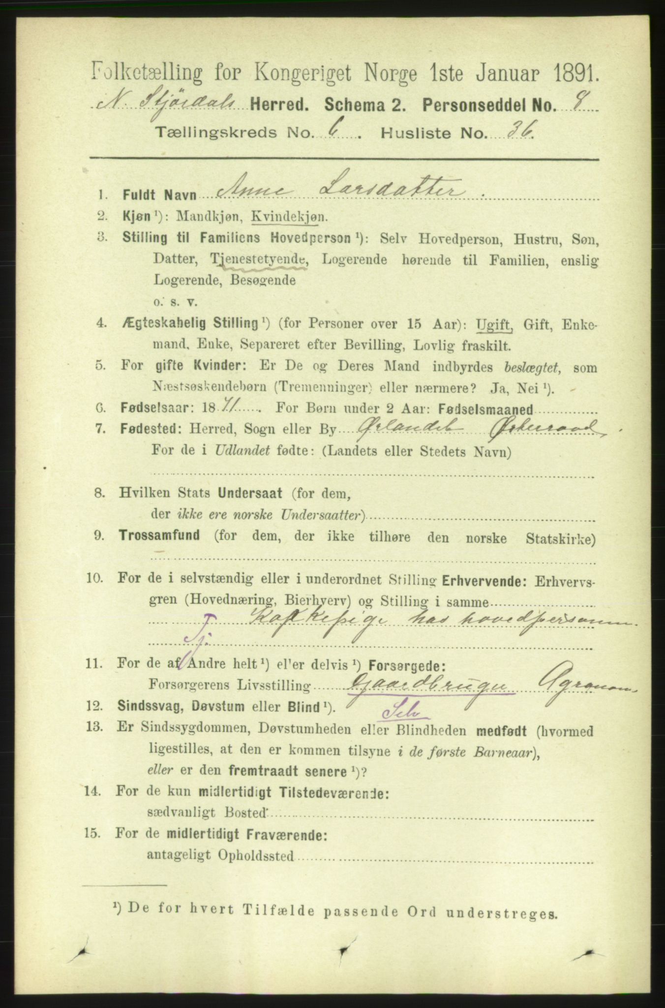 RA, 1891 census for 1714 Nedre Stjørdal, 1891, p. 2769