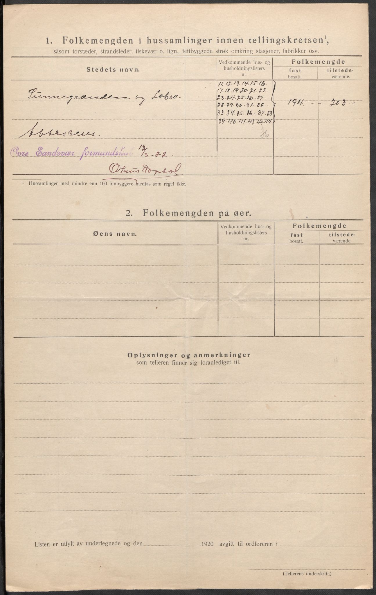 SAKO, 1920 census for Øvre Sandsvær, 1920, p. 26