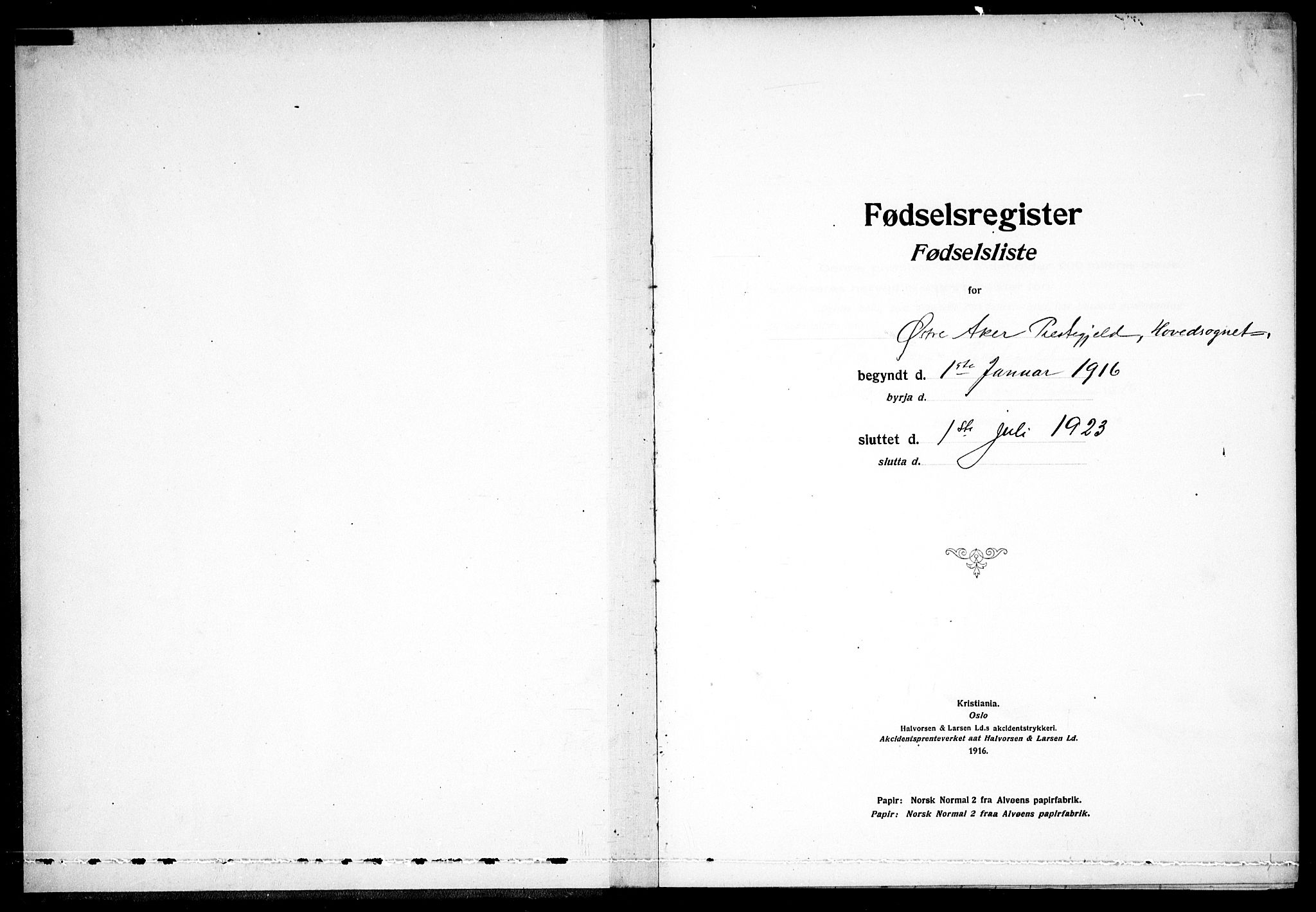 Østre Aker prestekontor Kirkebøker, SAO/A-10840/J/Ja/L0001: Birth register no. I 1, 1916-1923