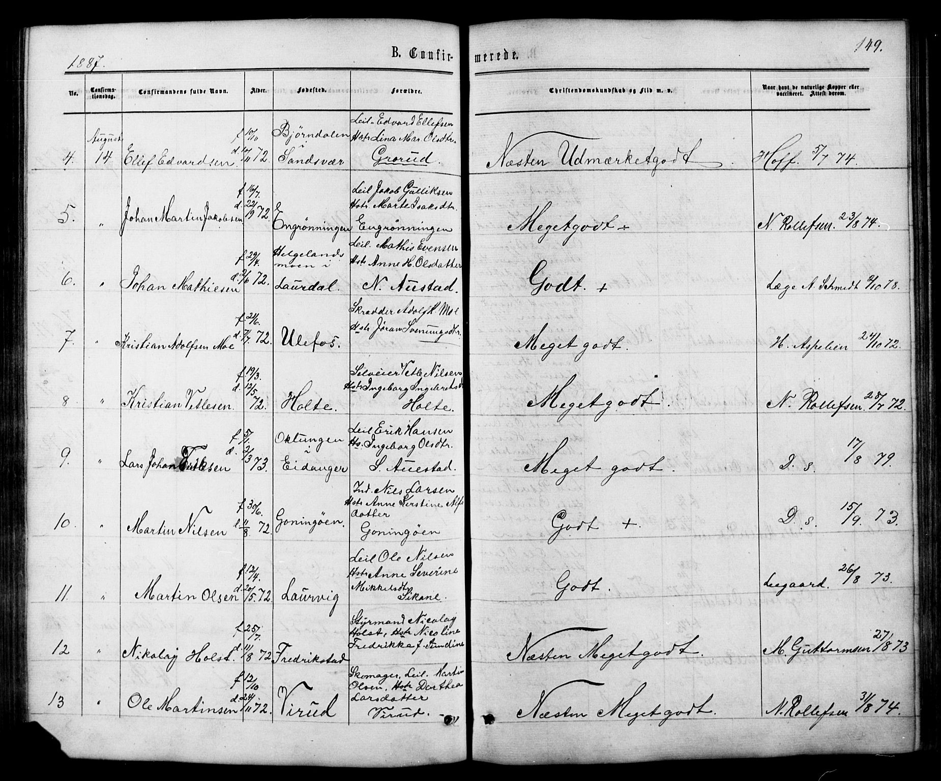 Siljan kirkebøker, SAKO/A-300/G/Ga/L0002: Parish register (copy) no. 2, 1864-1908, p. 149