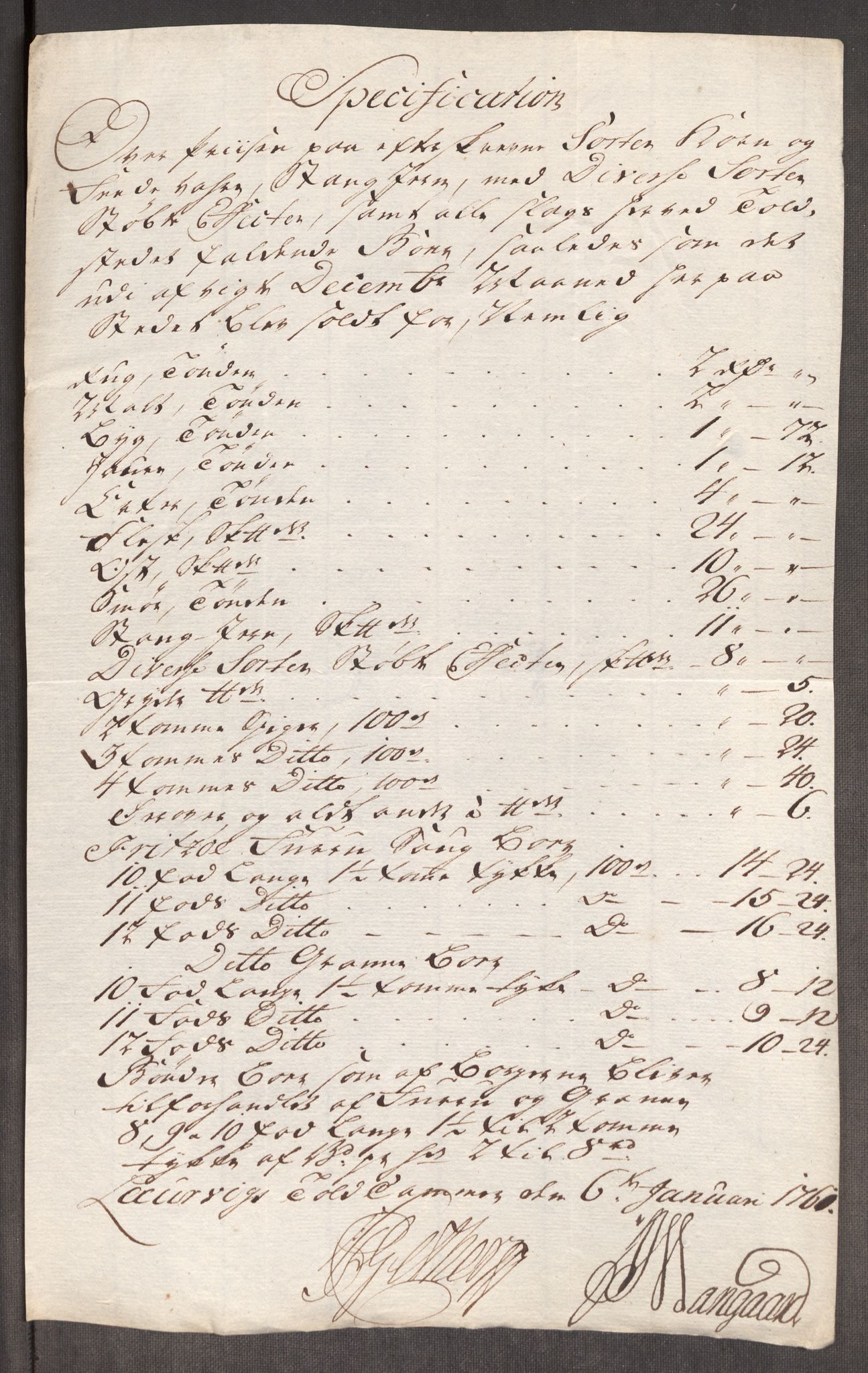Rentekammeret inntil 1814, Realistisk ordnet avdeling, RA/EA-4070/Oe/L0006: [Ø1]: Priskuranter, 1758-1760, p. 535