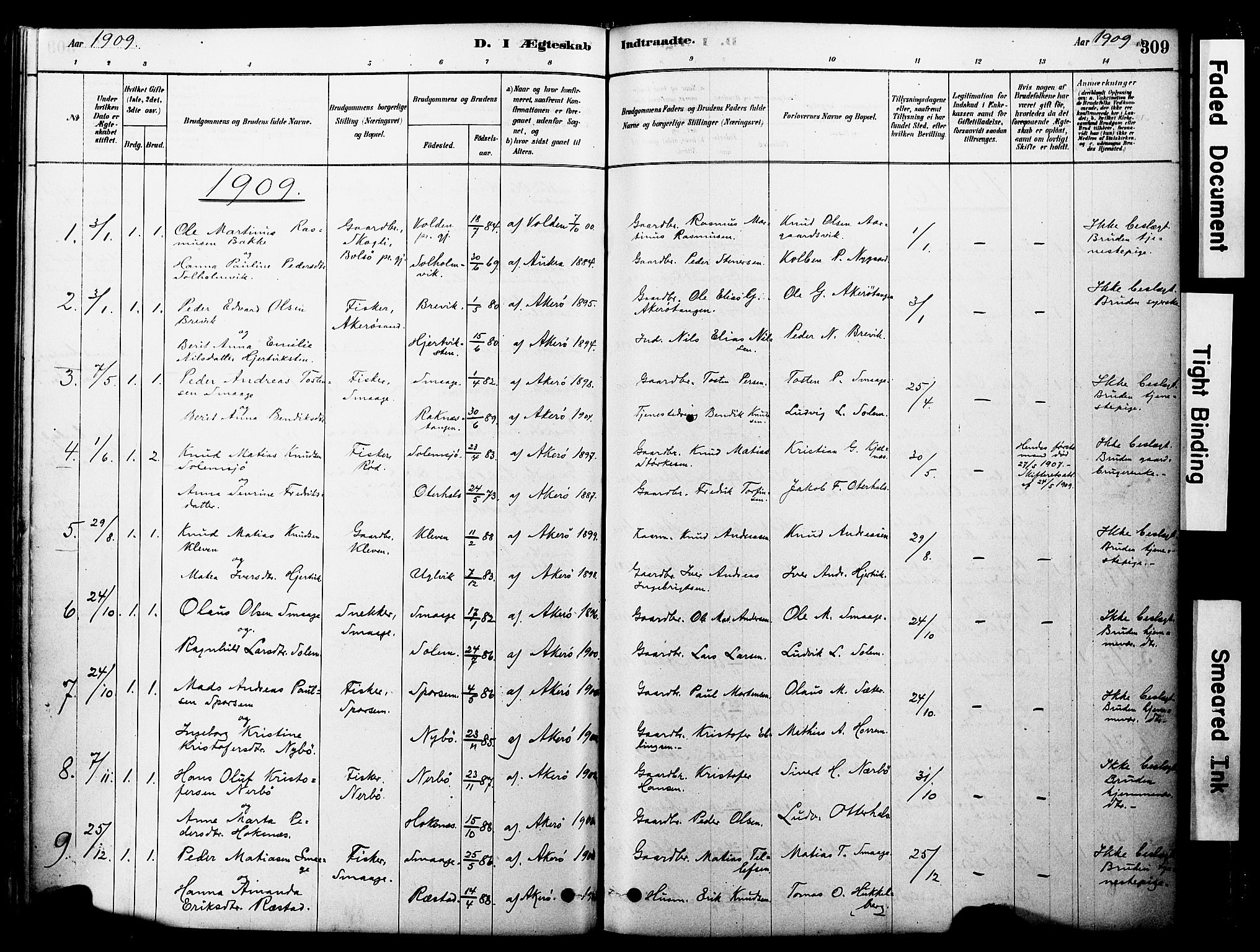 Ministerialprotokoller, klokkerbøker og fødselsregistre - Møre og Romsdal, SAT/A-1454/560/L0721: Parish register (official) no. 560A05, 1878-1917, p. 309