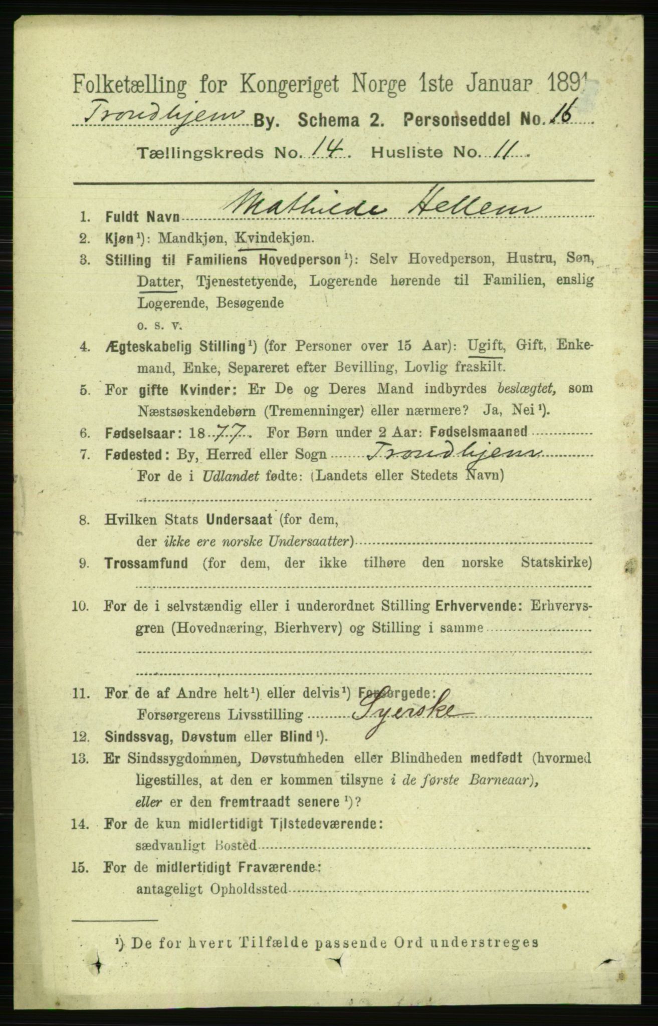 RA, 1891 census for 1601 Trondheim, 1891, p. 11108