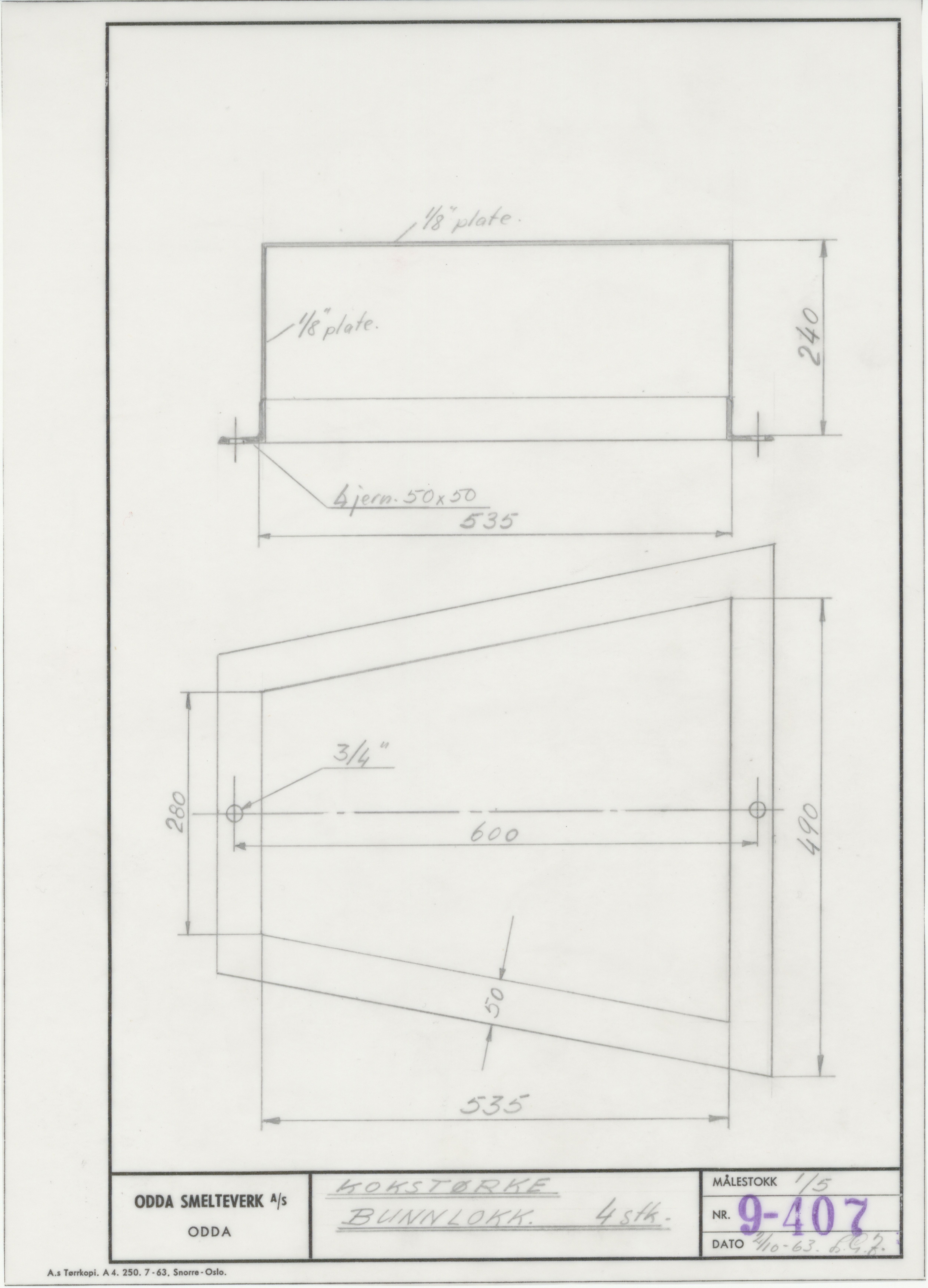 Odda smelteverk AS, KRAM/A-0157.1/T/Td/L0009: Gruppe 9. Blandingsrom og kokstørker, 1920-1970, p. 590