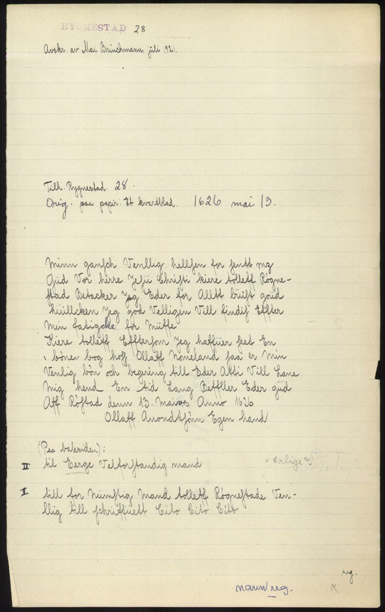 Samlinger til kildeutgivelse, Diplomavskriftsamlingen, AV/RA-EA-4053/H/Ha, p. 1321