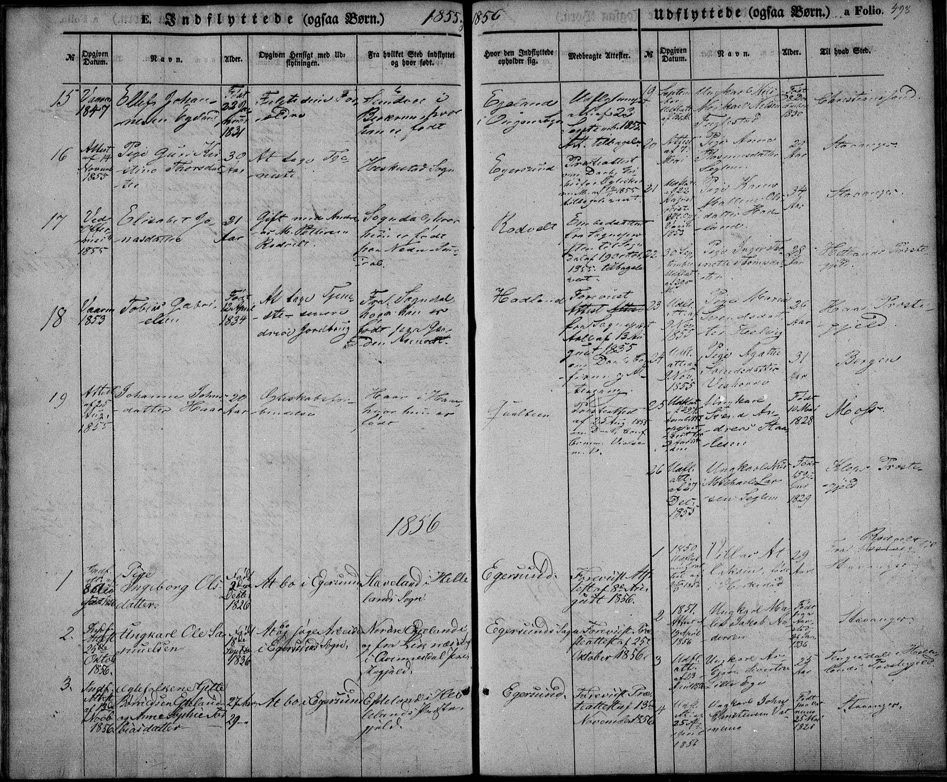 Eigersund sokneprestkontor, SAST/A-101807/S08/L0013: Parish register (official) no. A 12.2, 1850-1865, p. 498