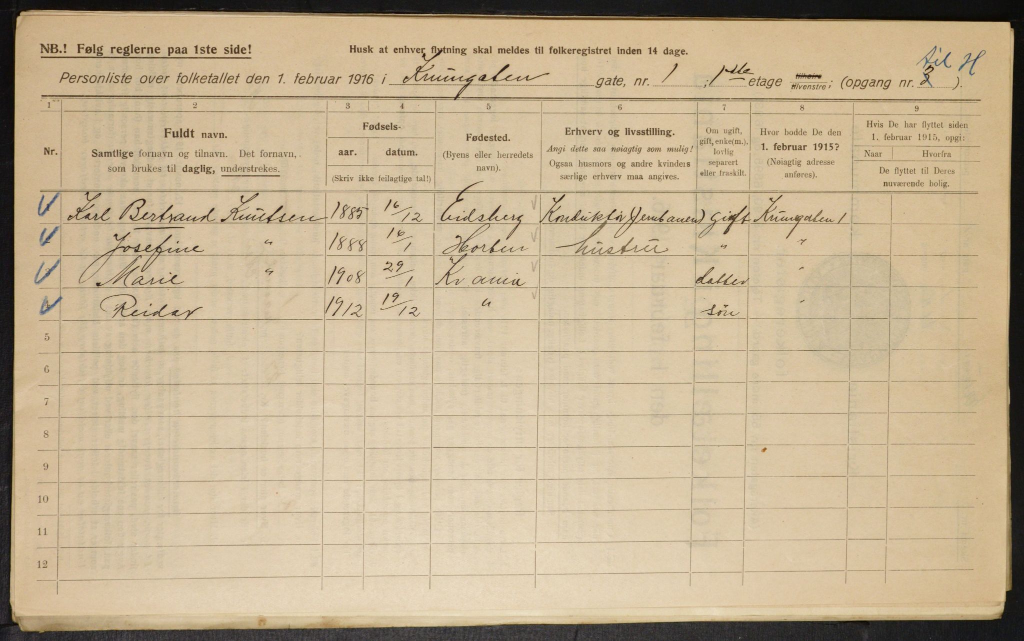 OBA, Municipal Census 1916 for Kristiania, 1916, p. 55894