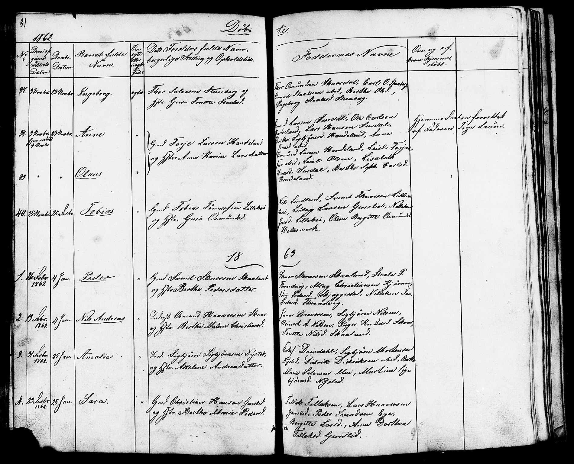 Lund sokneprestkontor, SAST/A-101809/S07/L0003: Parish register (copy) no. B 3, 1848-1885, p. 81