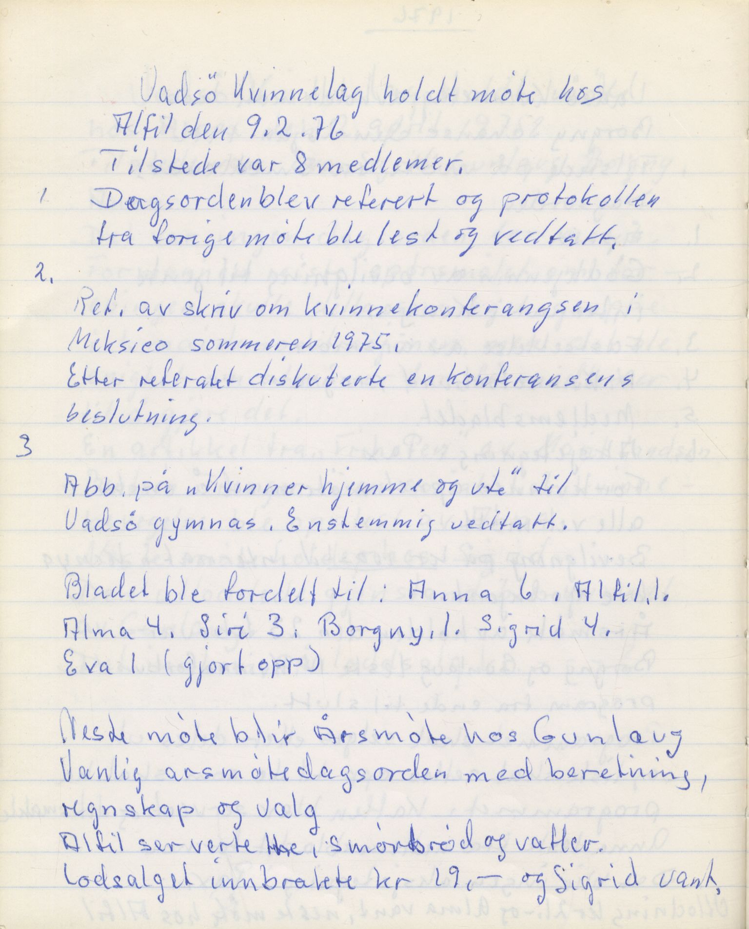 Vadsø Kvinnelag, FMFB/A-1054/A/L0003: Møteprotokoll, 1971-1980, p. 71