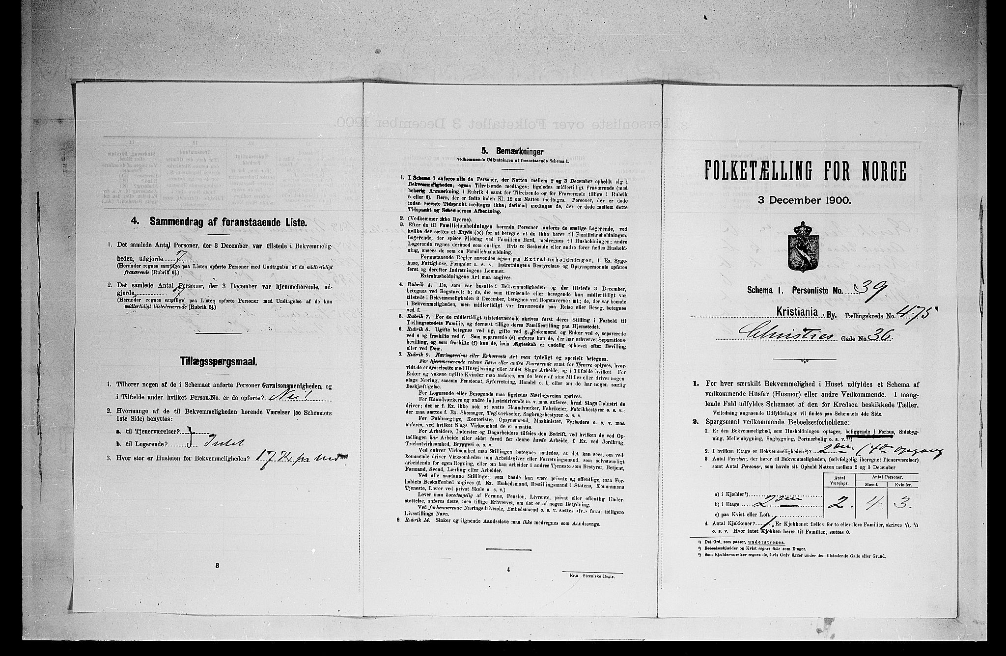 SAO, 1900 census for Kristiania, 1900, p. 13167