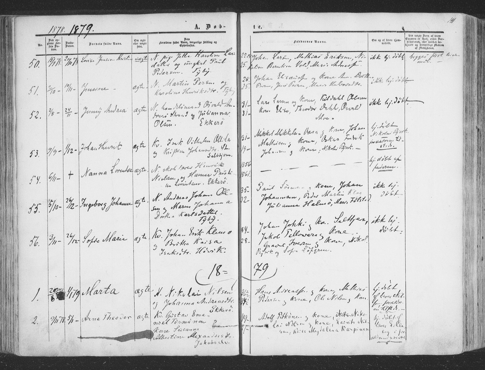Vadsø sokneprestkontor, SATØ/S-1325/H/Ha/L0004kirke: Parish register (official) no. 4, 1854-1880, p. 141