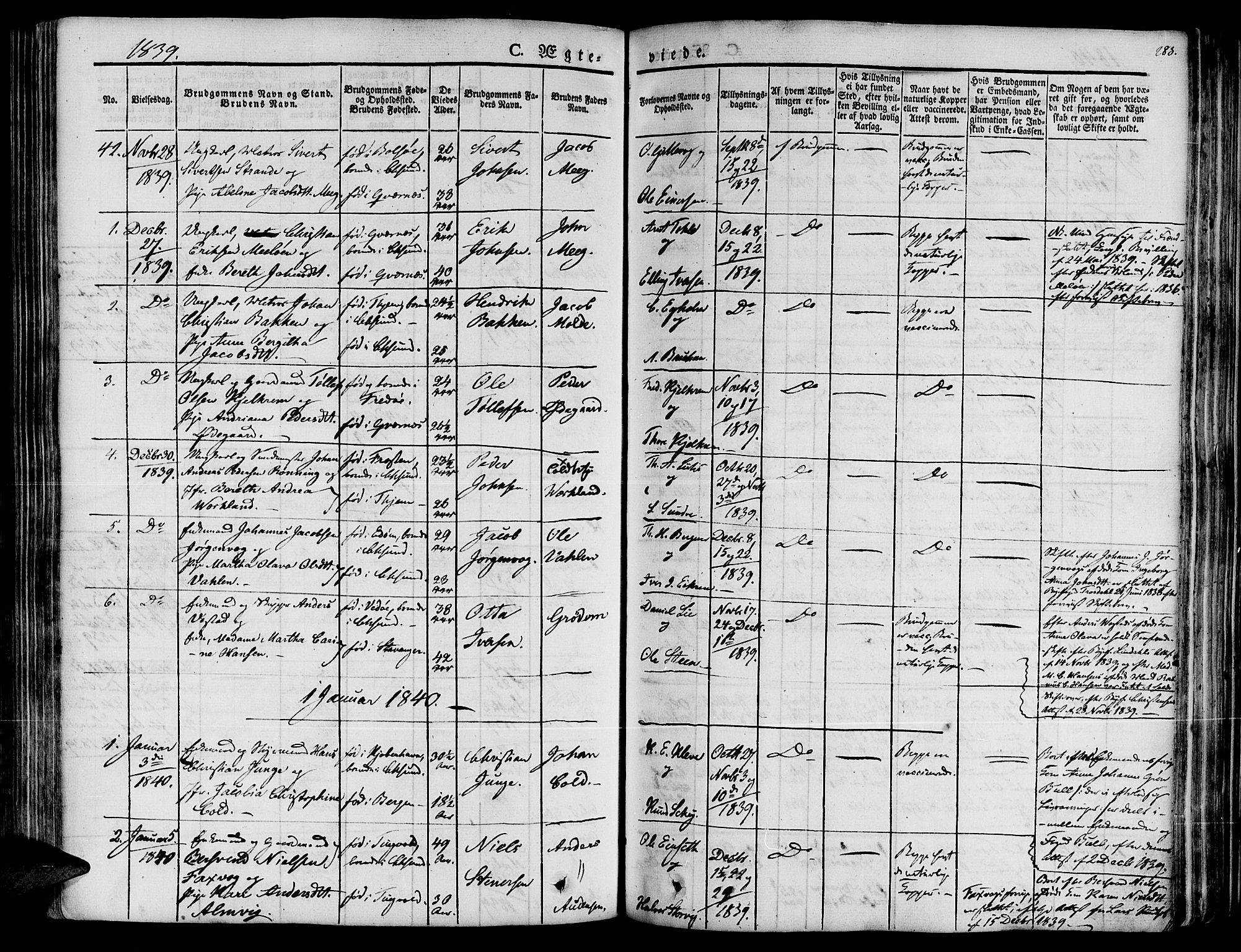 Ministerialprotokoller, klokkerbøker og fødselsregistre - Møre og Romsdal, SAT/A-1454/572/L0843: Parish register (official) no. 572A06, 1832-1842, p. 283