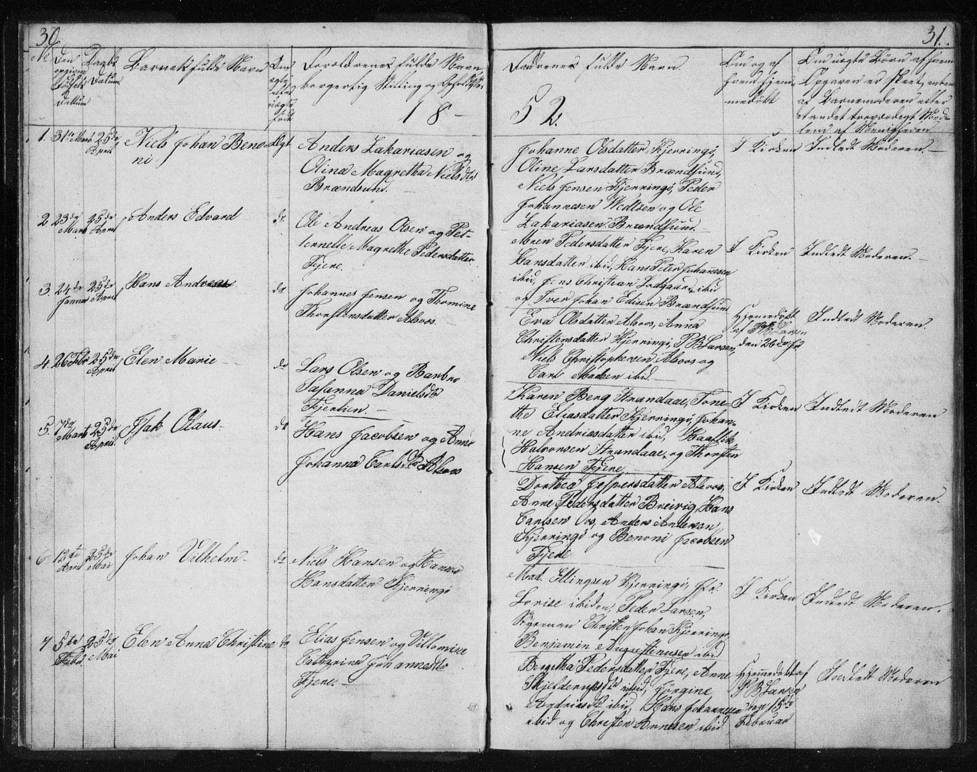 Ministerialprotokoller, klokkerbøker og fødselsregistre - Nordland, AV/SAT-A-1459/803/L0074: Parish register (copy) no. 803C01, 1845-1866, p. 30-31