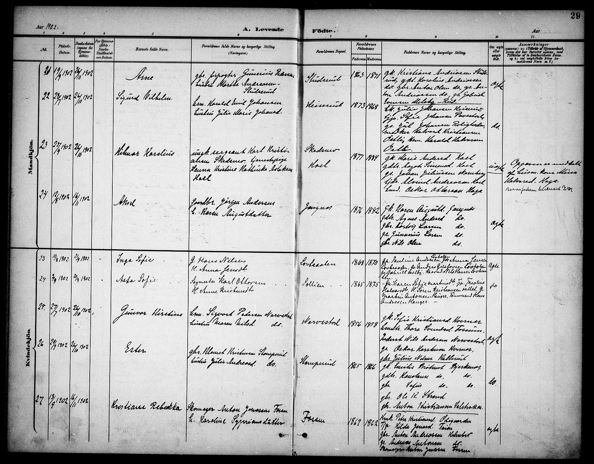 Høland prestekontor Kirkebøker, AV/SAO-A-10346a/F/Fb/L0003: Parish register (official) no. II 3, 1897-1912, p. 29