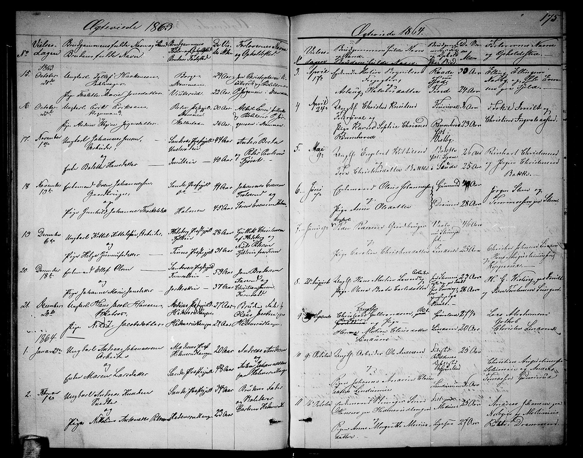 Skoger kirkebøker, AV/SAKO-A-59/G/Ga/L0002: Parish register (copy) no. I 2, 1860-1880, p. 175