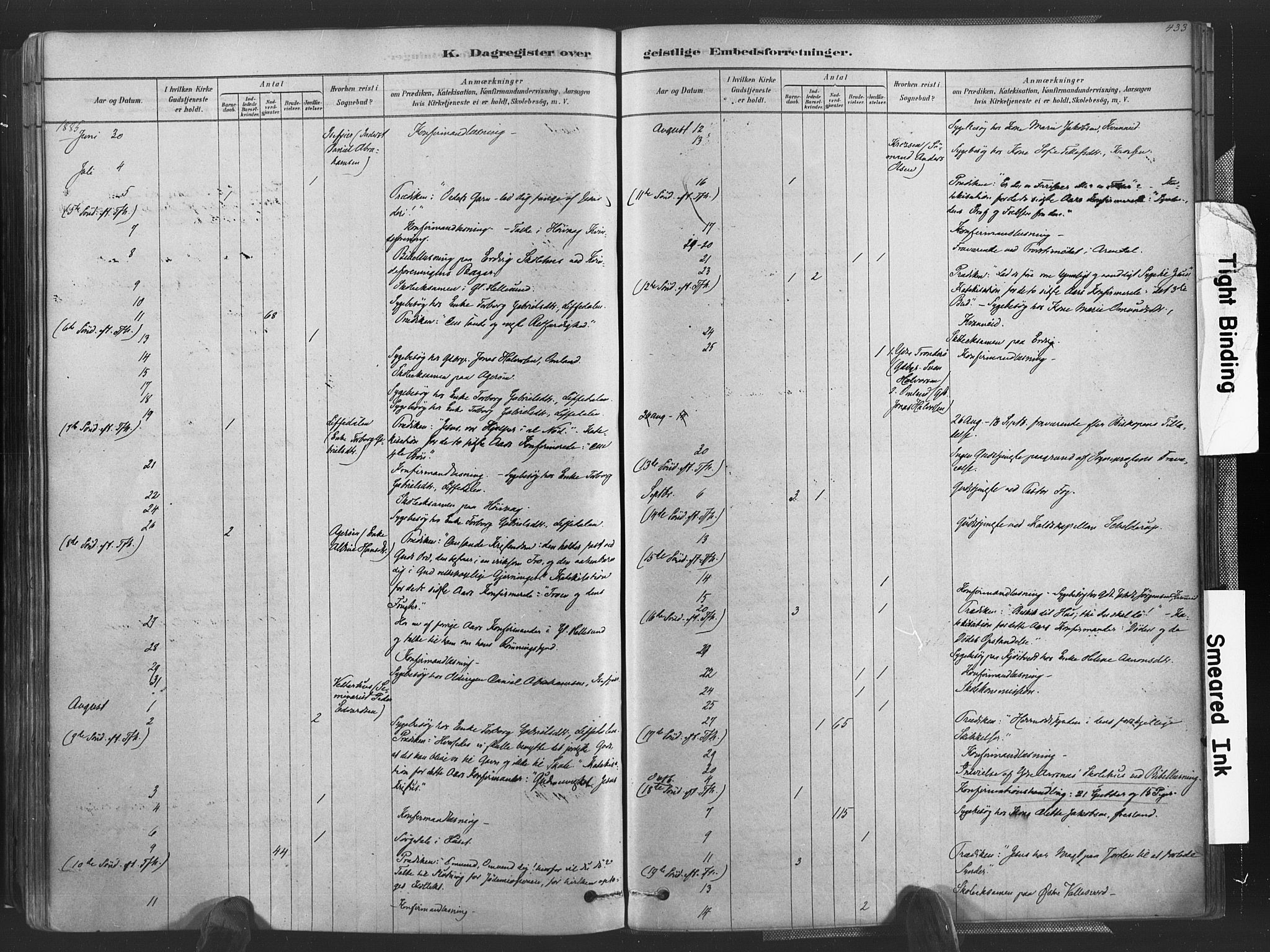 Høvåg sokneprestkontor, AV/SAK-1111-0025/F/Fa/L0005: Parish register (official) no. A 5, 1878-1893, p. 433