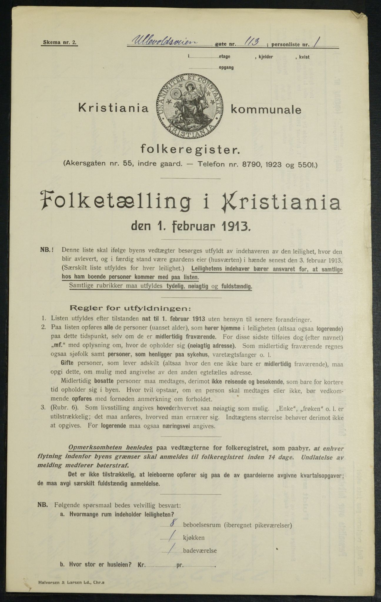 OBA, Municipal Census 1913 for Kristiania, 1913, p. 119663