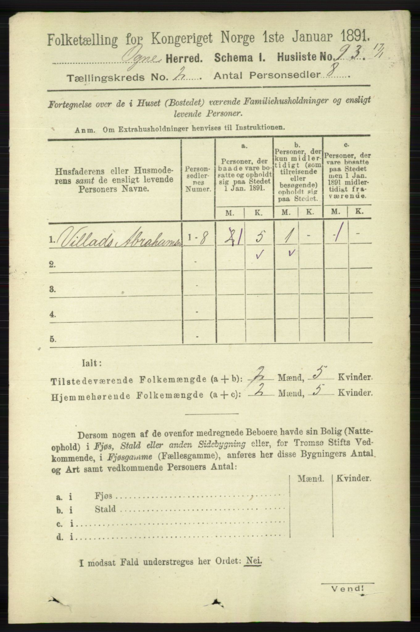 RA, 1891 census for 1117 Ogna, 1891, p. 764