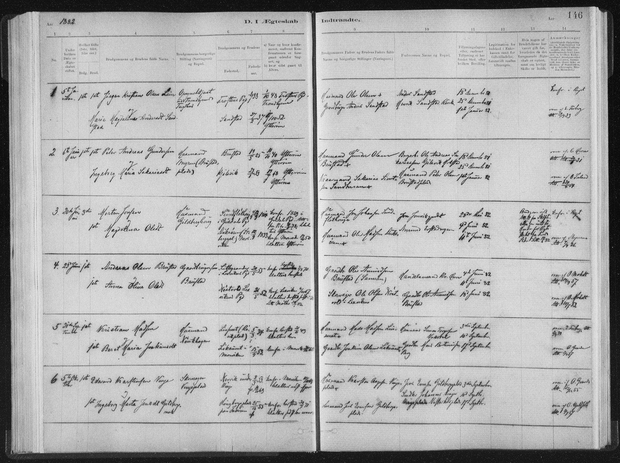 Ministerialprotokoller, klokkerbøker og fødselsregistre - Nord-Trøndelag, AV/SAT-A-1458/722/L0220: Parish register (official) no. 722A07, 1881-1908, p. 146