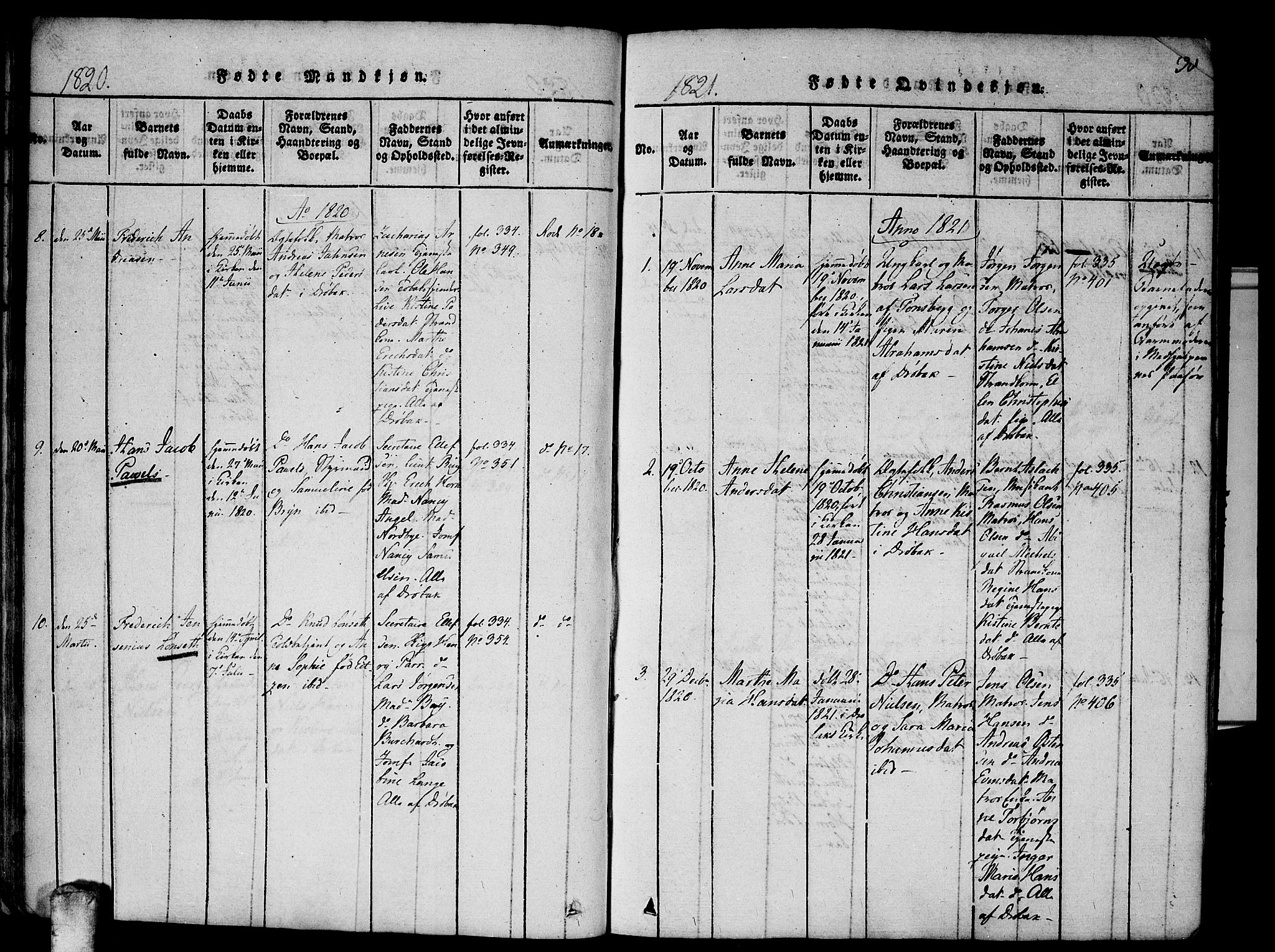 Drøbak prestekontor Kirkebøker, SAO/A-10142a/F/Fa/L0001: Parish register (official) no. I 1, 1816-1842, p. 30