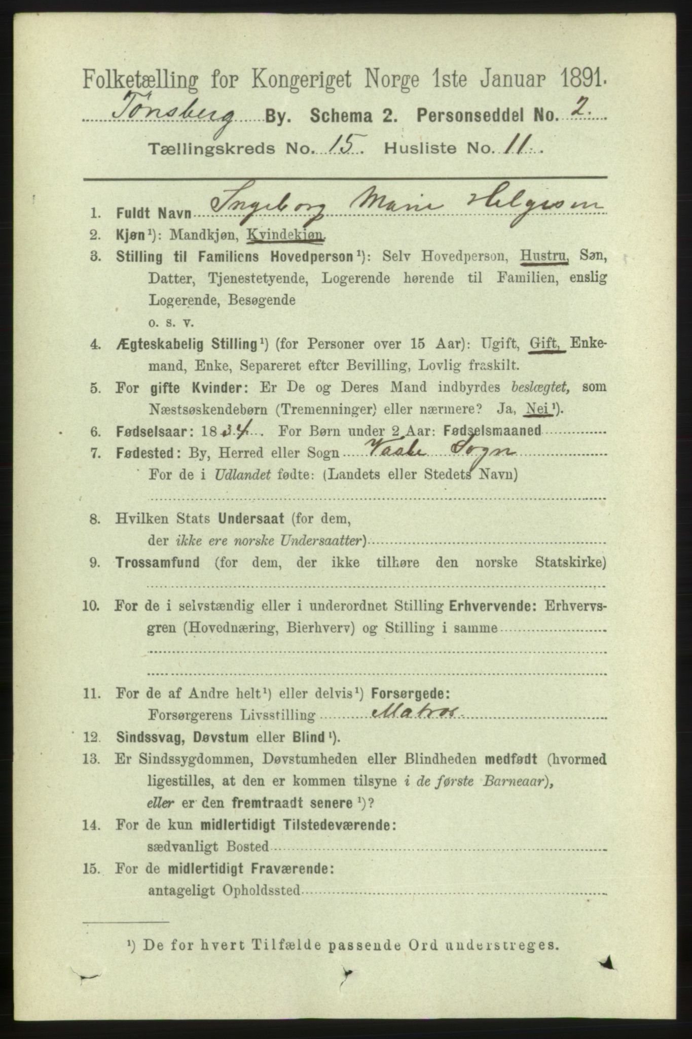 RA, 1891 census for 0705 Tønsberg, 1891, p. 4781