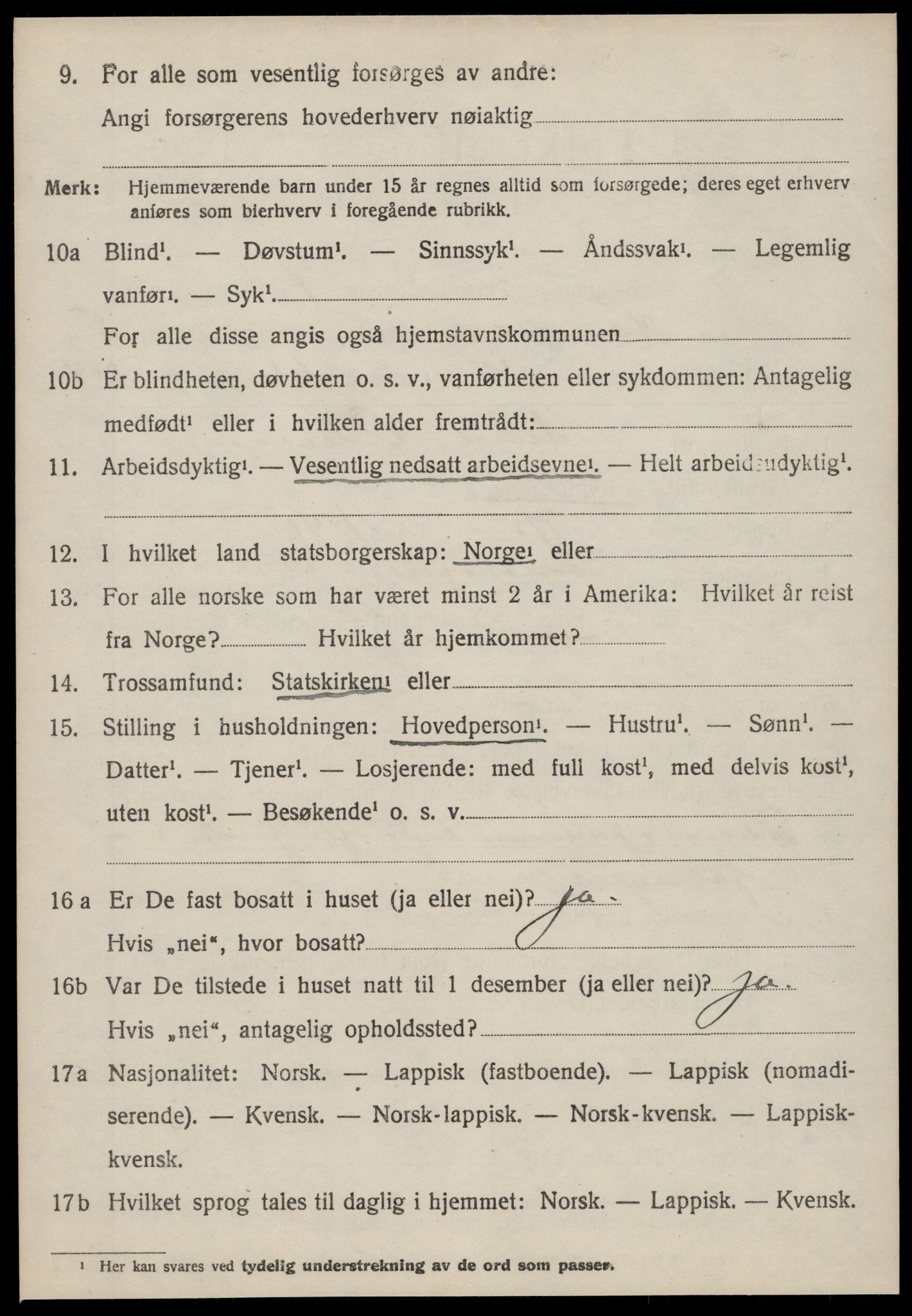 SAT, 1920 census for Hemne, 1920, p. 3515