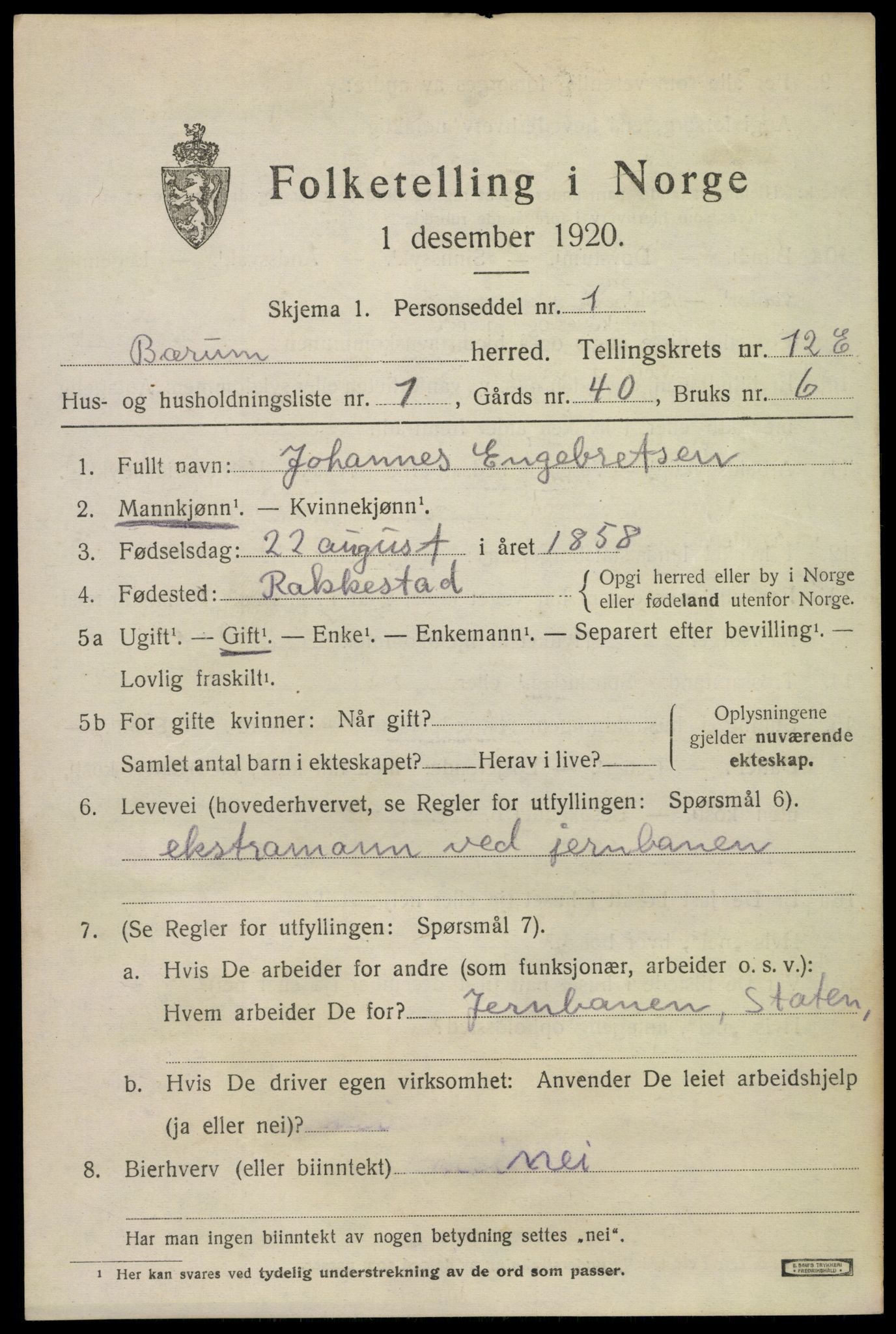 SAO, 1920 census for Bærum, 1920, p. 30922