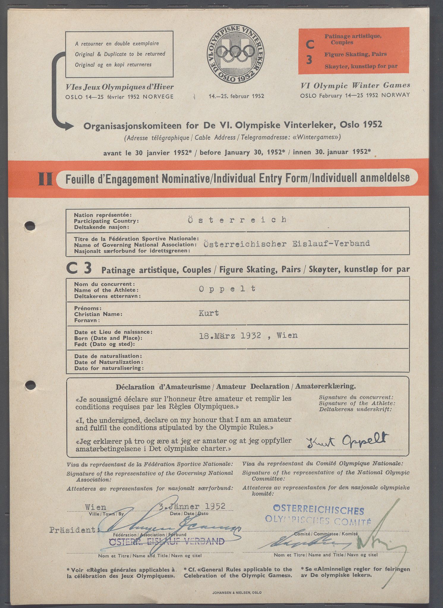 Organisasjonskomiteen for de VI. olympiske vinterleker, OBA/A-20130/H/Ha, 1951-1952, p. 1369