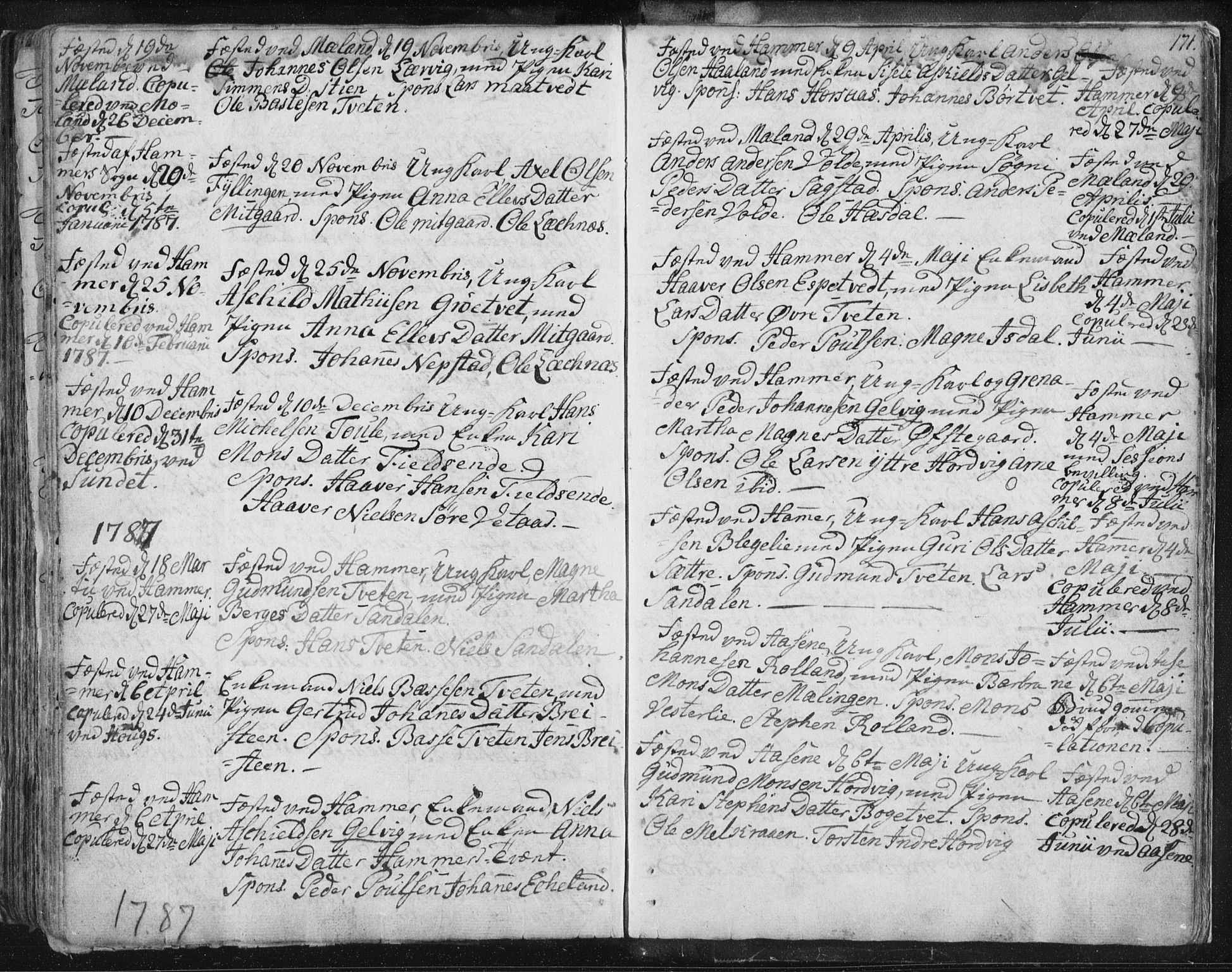 Hamre sokneprestembete, AV/SAB-A-75501/H/Ha/Haa/Haaa/L0008: Parish register (official) no. A 8, 1778-1804, p. 171