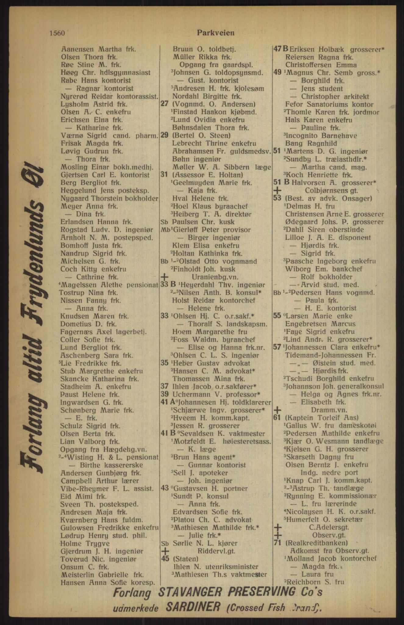 Kristiania/Oslo adressebok, PUBL/-, 1915, p. 1560