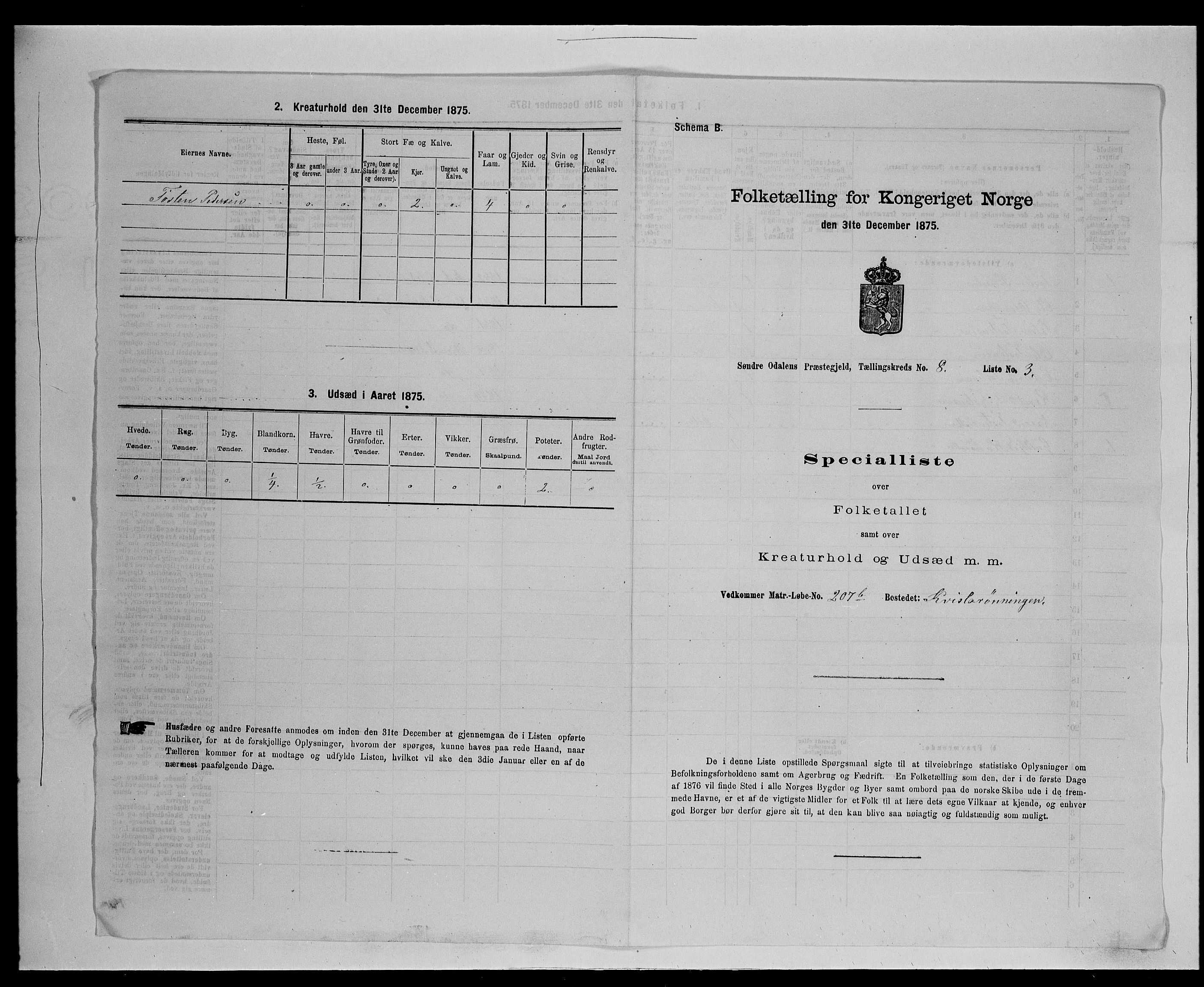 SAH, 1875 census for 0419P Sør-Odal, 1875, p. 737