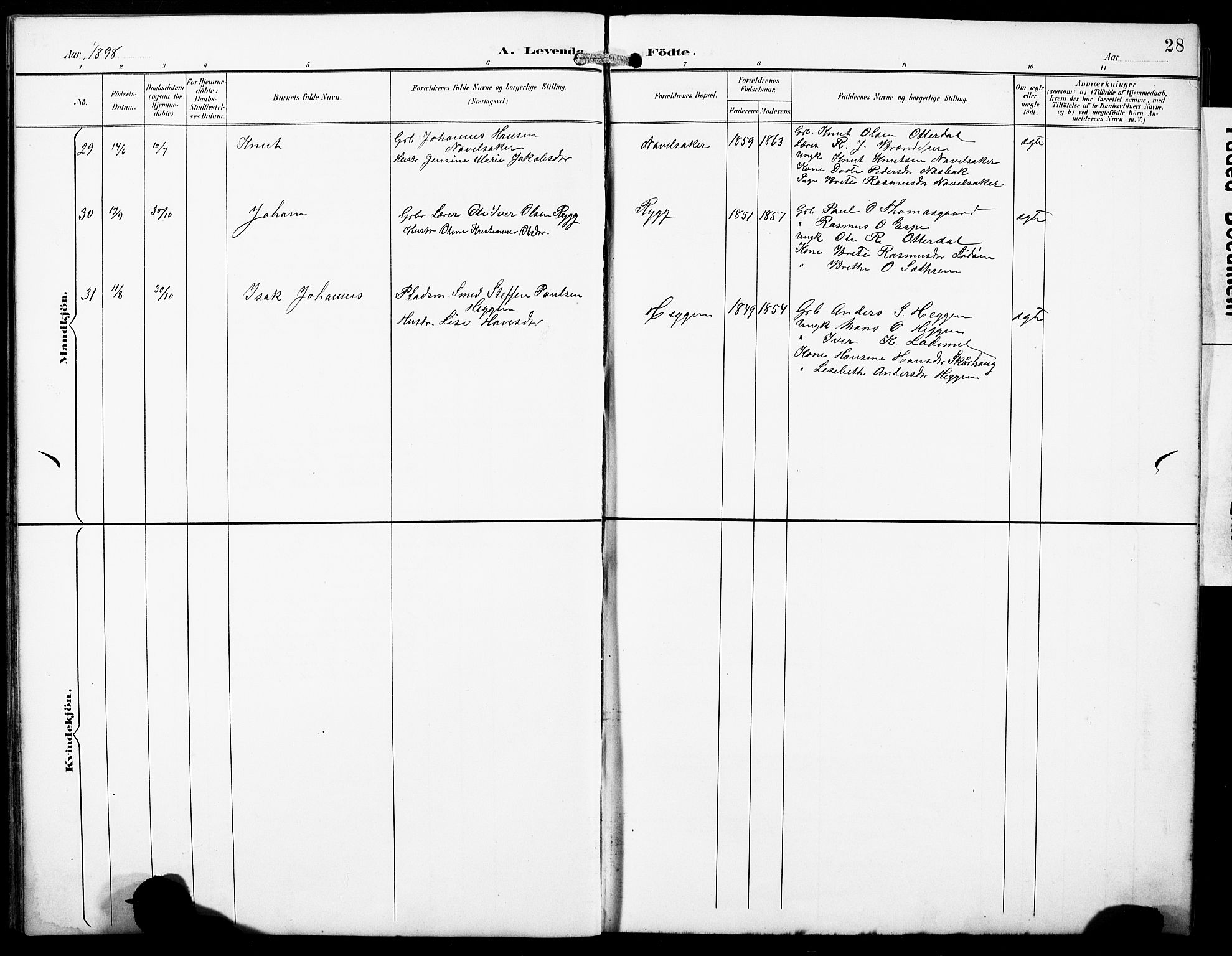 Hornindal sokneprestembete, SAB/A-82401/H/Hab: Parish register (copy) no. A 2, 1894-1927, p. 28