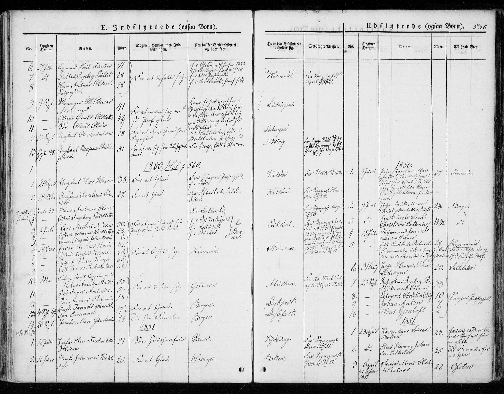 Ministerialprotokoller, klokkerbøker og fødselsregistre - Nordland, SAT/A-1459/872/L1033: Parish register (official) no. 872A08, 1840-1863, p. 536