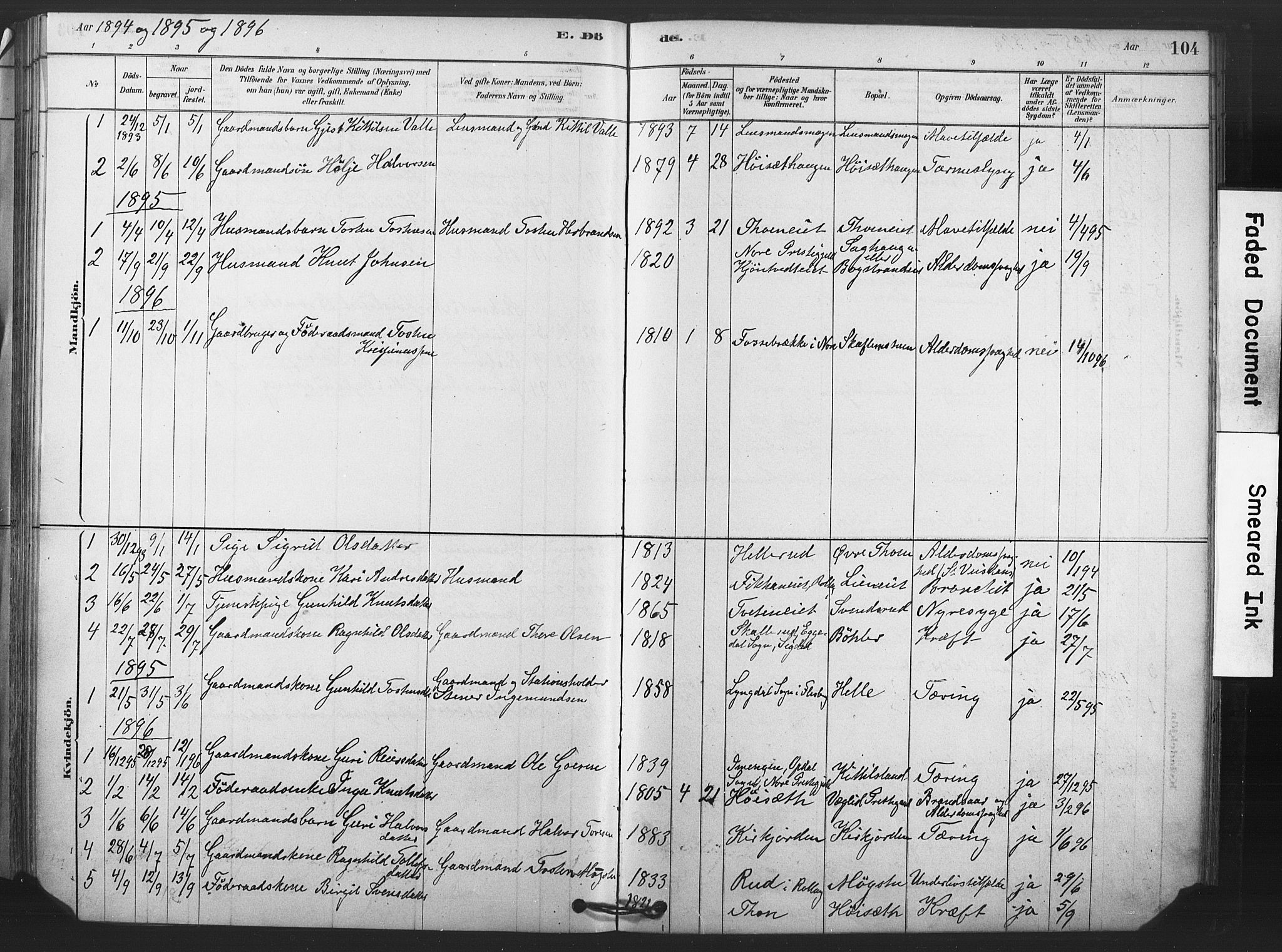 Rollag kirkebøker, SAKO/A-240/F/Fb/L0001: Parish register (official) no. II 1, 1878-1899, p. 104