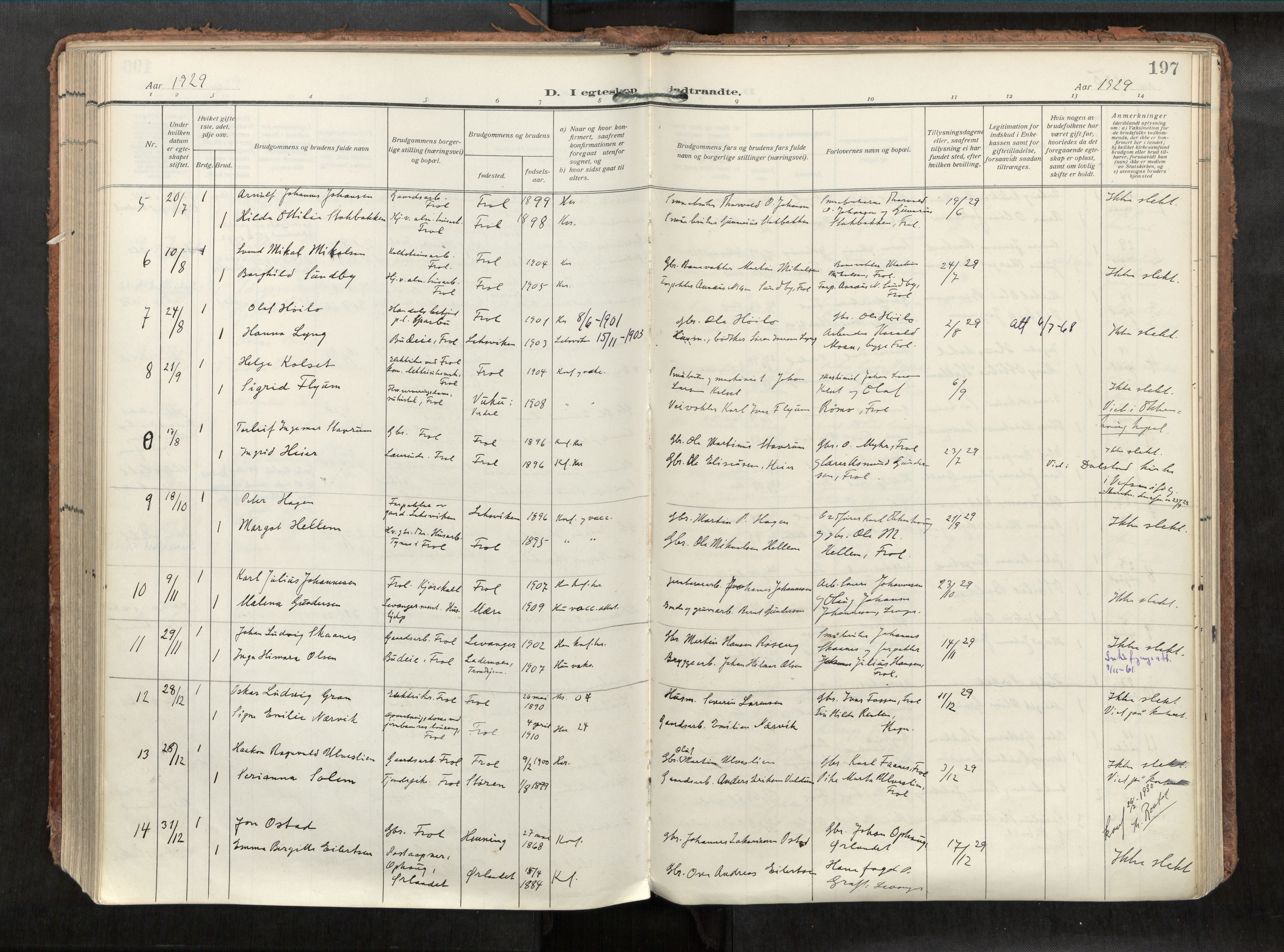 Levanger sokneprestkontor, SAT/A-1301/2/H/Haa/L0002: Parish register (official) no. 2, 1912-1935, p. 197