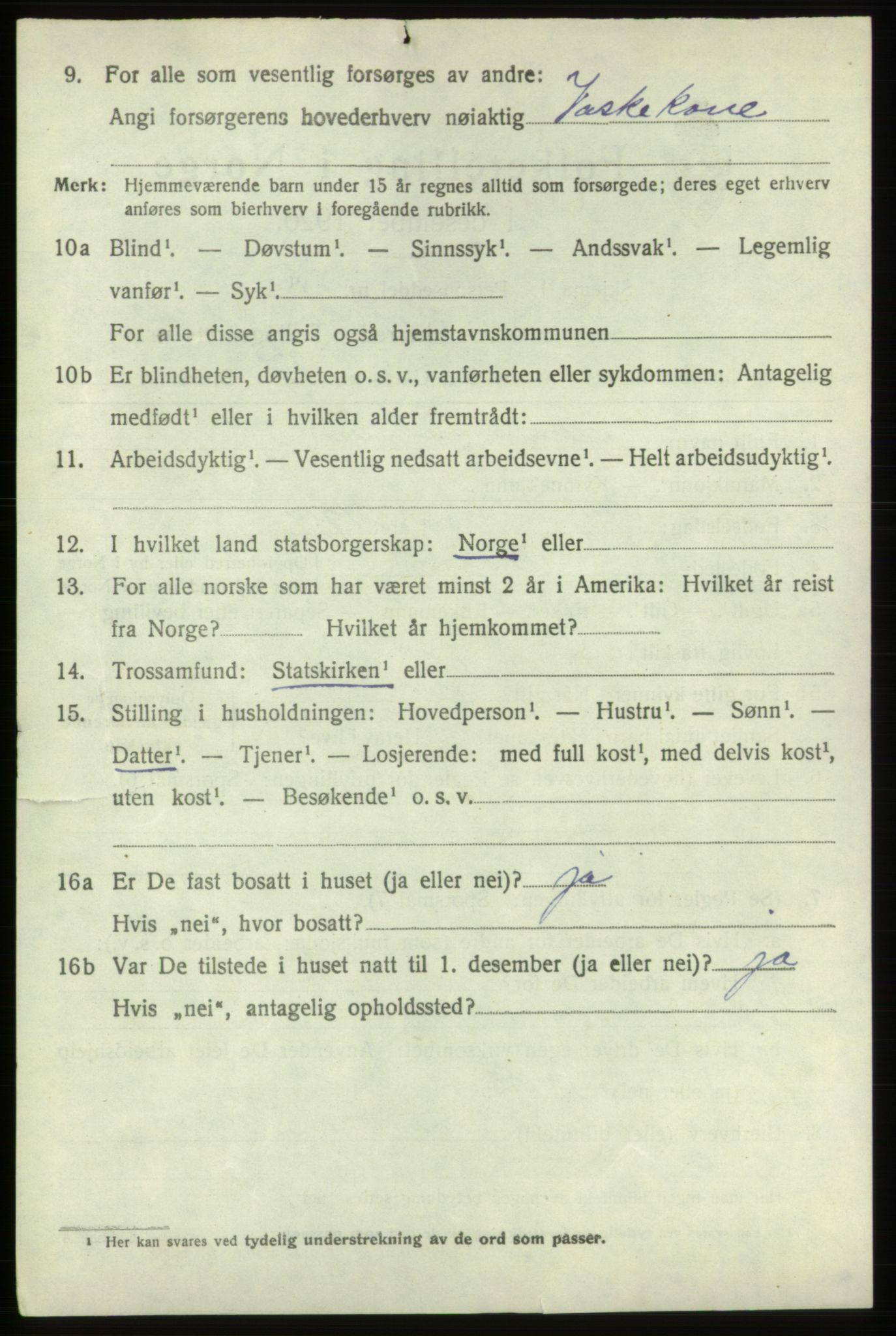 SAB, 1920 census for Stord, 1920, p. 6994