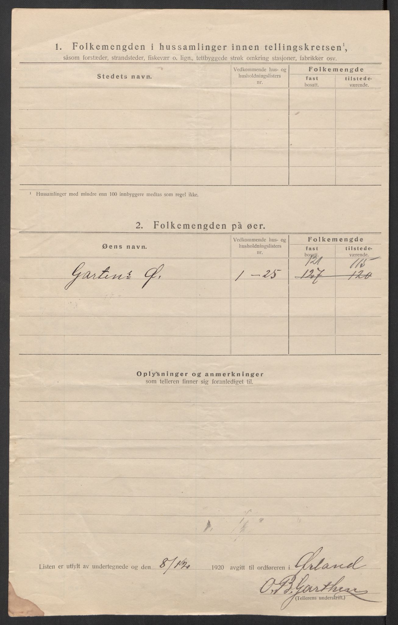 SAT, 1920 census for Ørland, 1920, p. 13