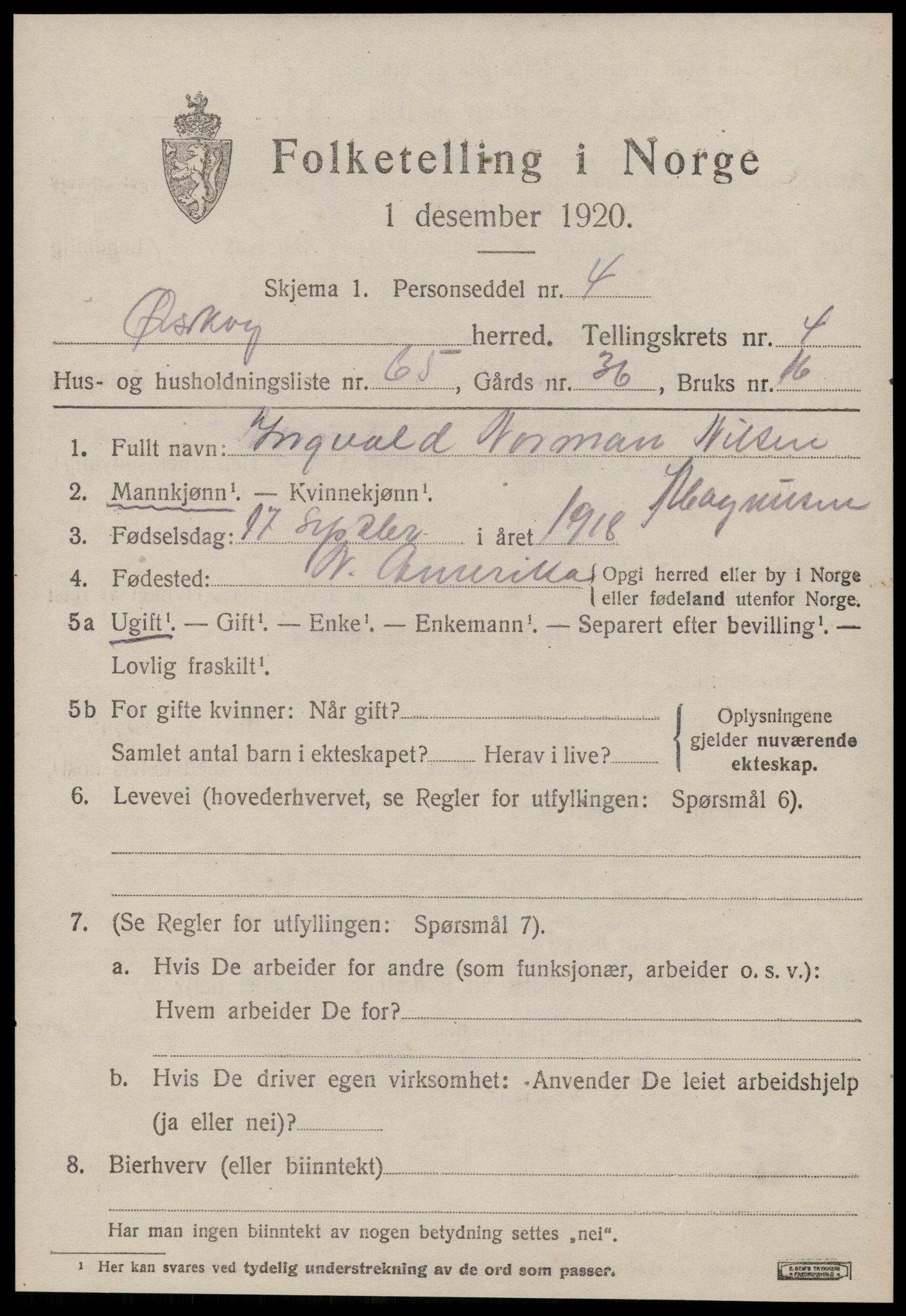 SAT, 1920 census for Ørskog, 1920, p. 3014