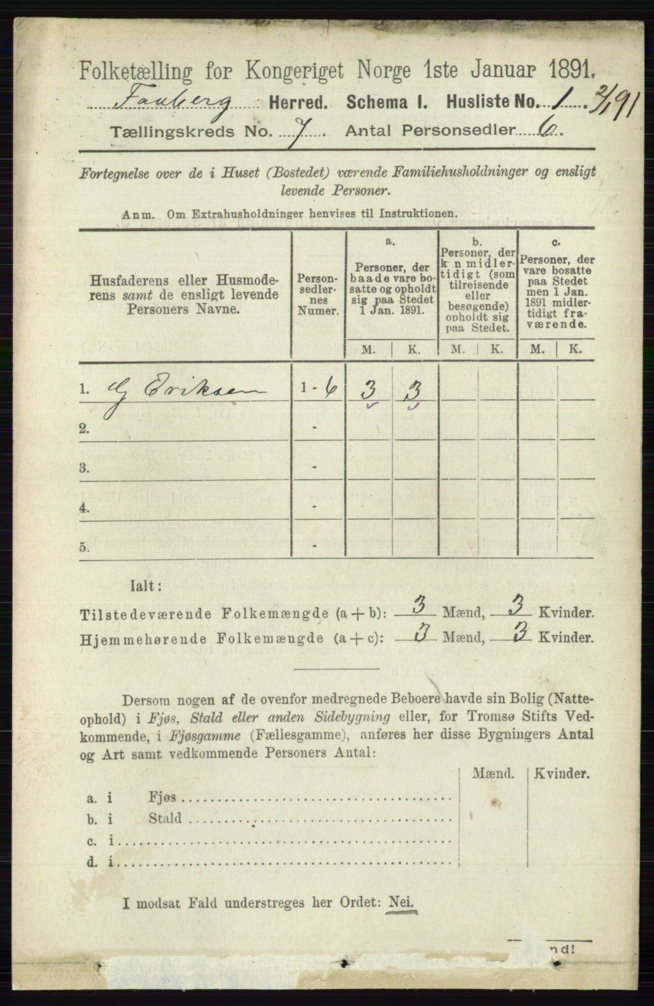 RA, 1891 census for 0524 Fåberg, 1891, p. 2683