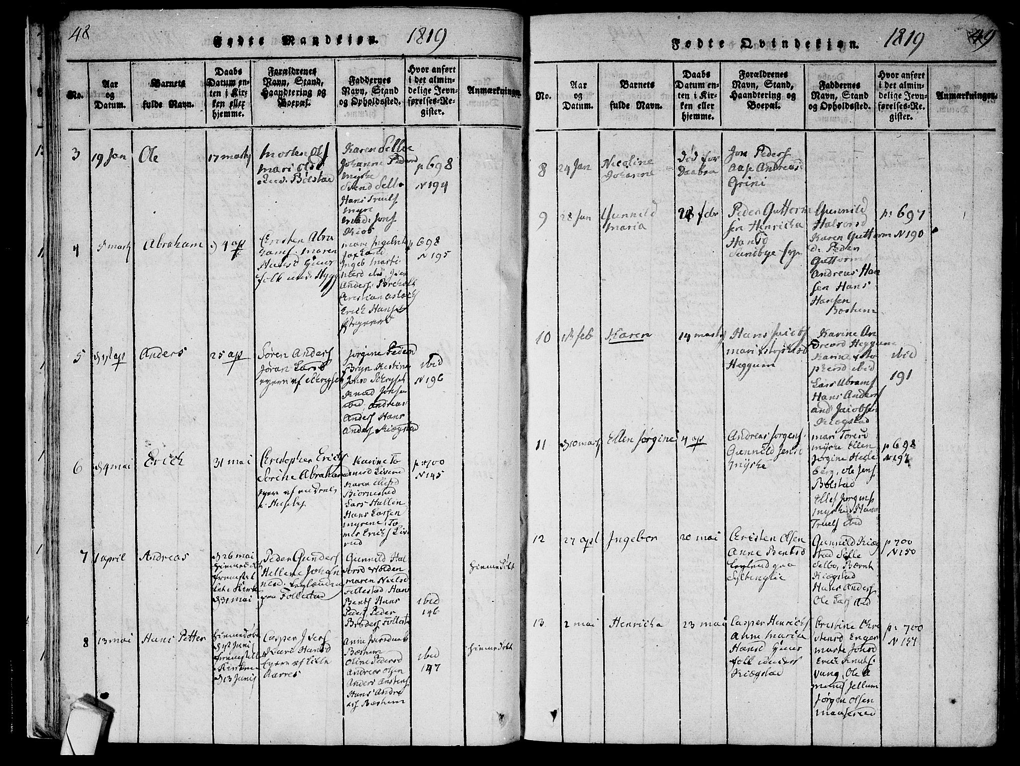 Røyken kirkebøker, AV/SAKO-A-241/F/Fa/L0004: Parish register (official) no. 4, 1814-1832, p. 48-49