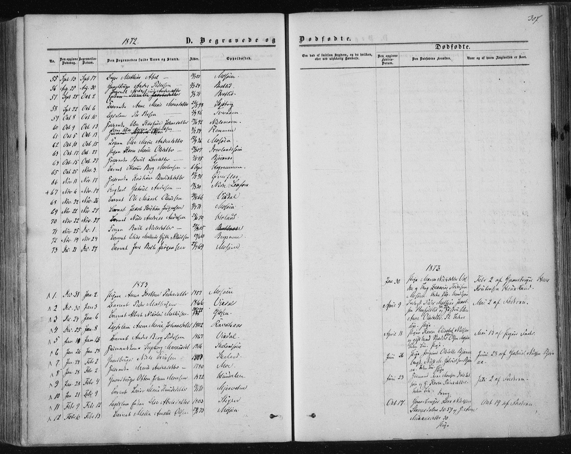 Ministerialprotokoller, klokkerbøker og fødselsregistre - Nordland, SAT/A-1459/820/L0294: Parish register (official) no. 820A15, 1866-1879, p. 307