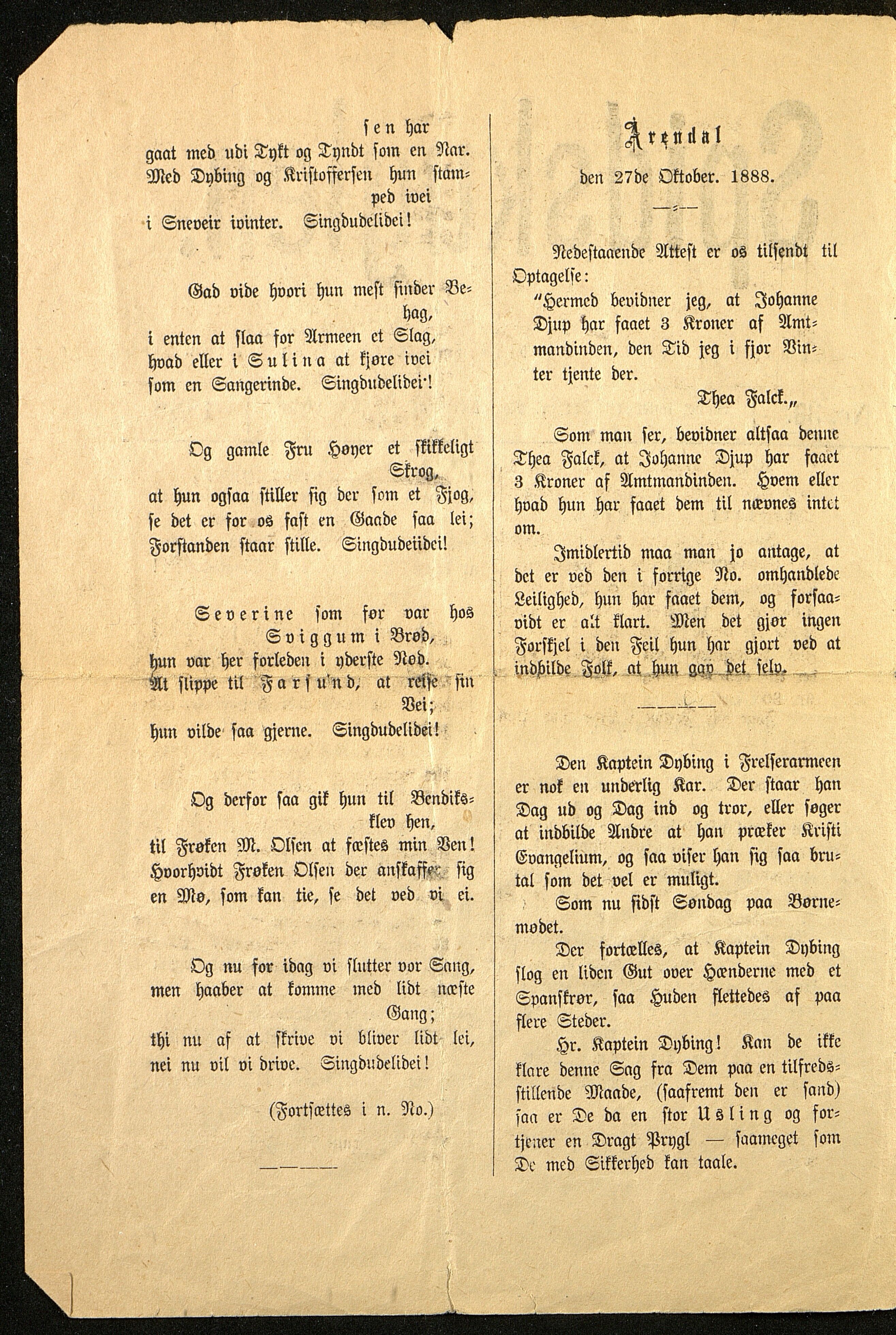 Spidskuglen, AAKS/PA-2823/X/L0001/0002: Spidskuglen / Årg. 1888, nr. 1–11, 16, 38, 43–46, 1888