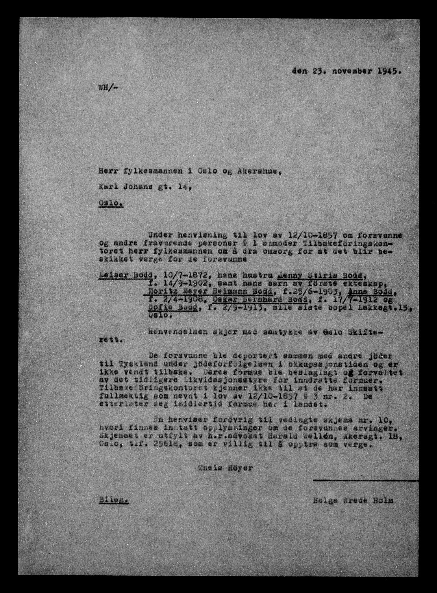 Justisdepartementet, Tilbakeføringskontoret for inndratte formuer, AV/RA-S-1564/H/Hc/Hcc/L0927: --, 1945-1947, p. 15