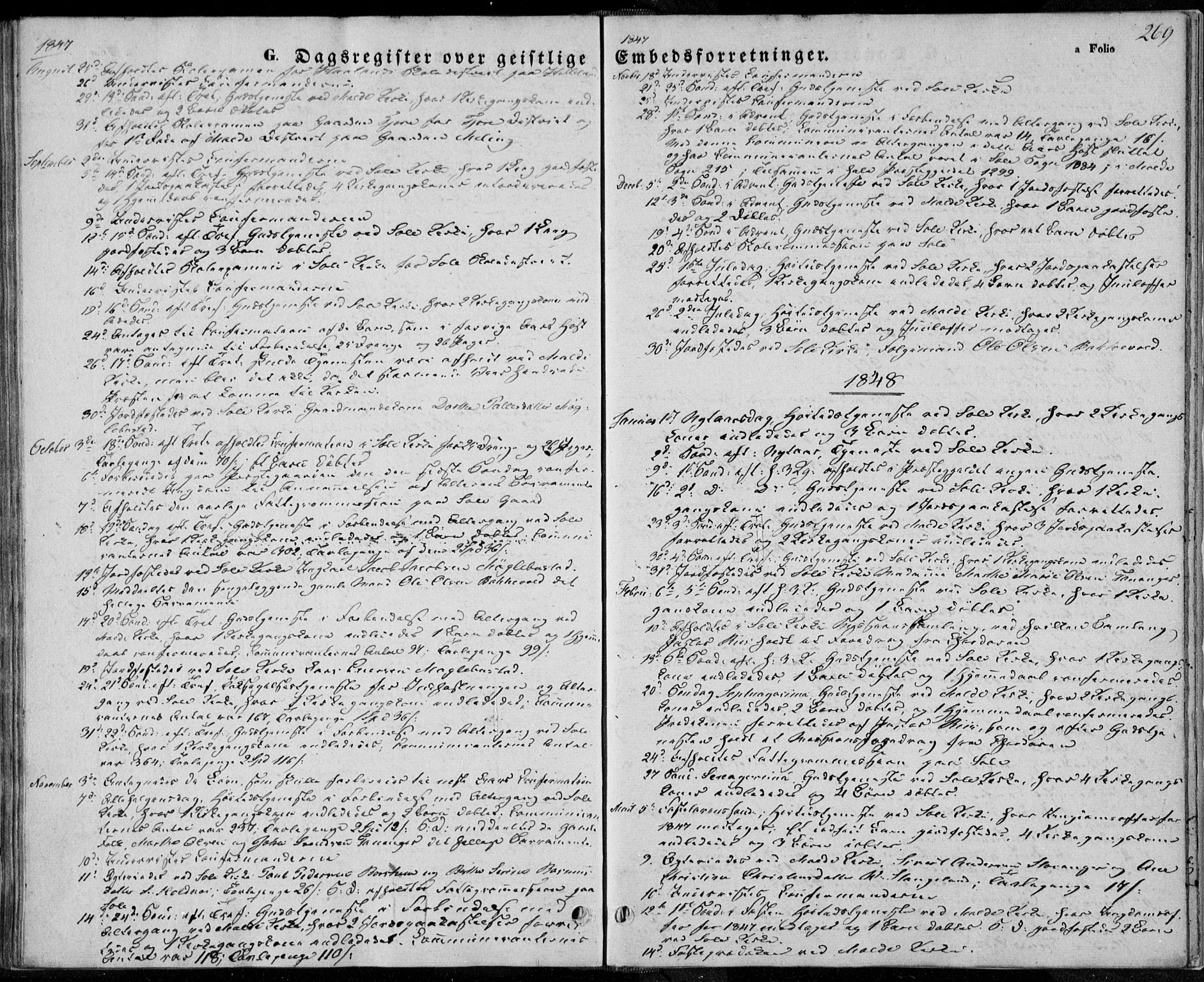 Håland sokneprestkontor, SAST/A-101802/001/30BA/L0006: Parish register (official) no. A 6, 1842-1853, p. 269