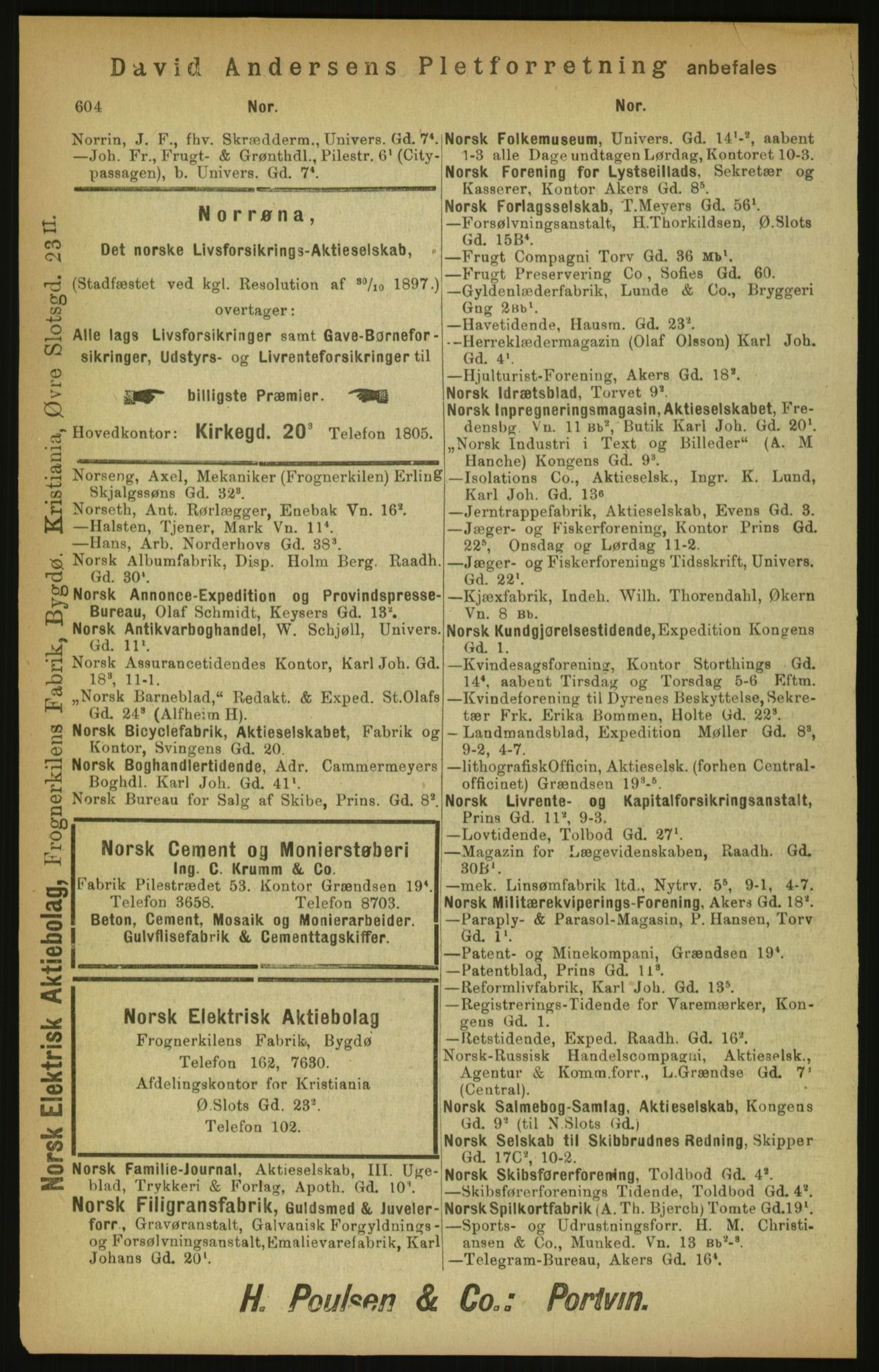 Kristiania/Oslo adressebok, PUBL/-, 1900, p. 604